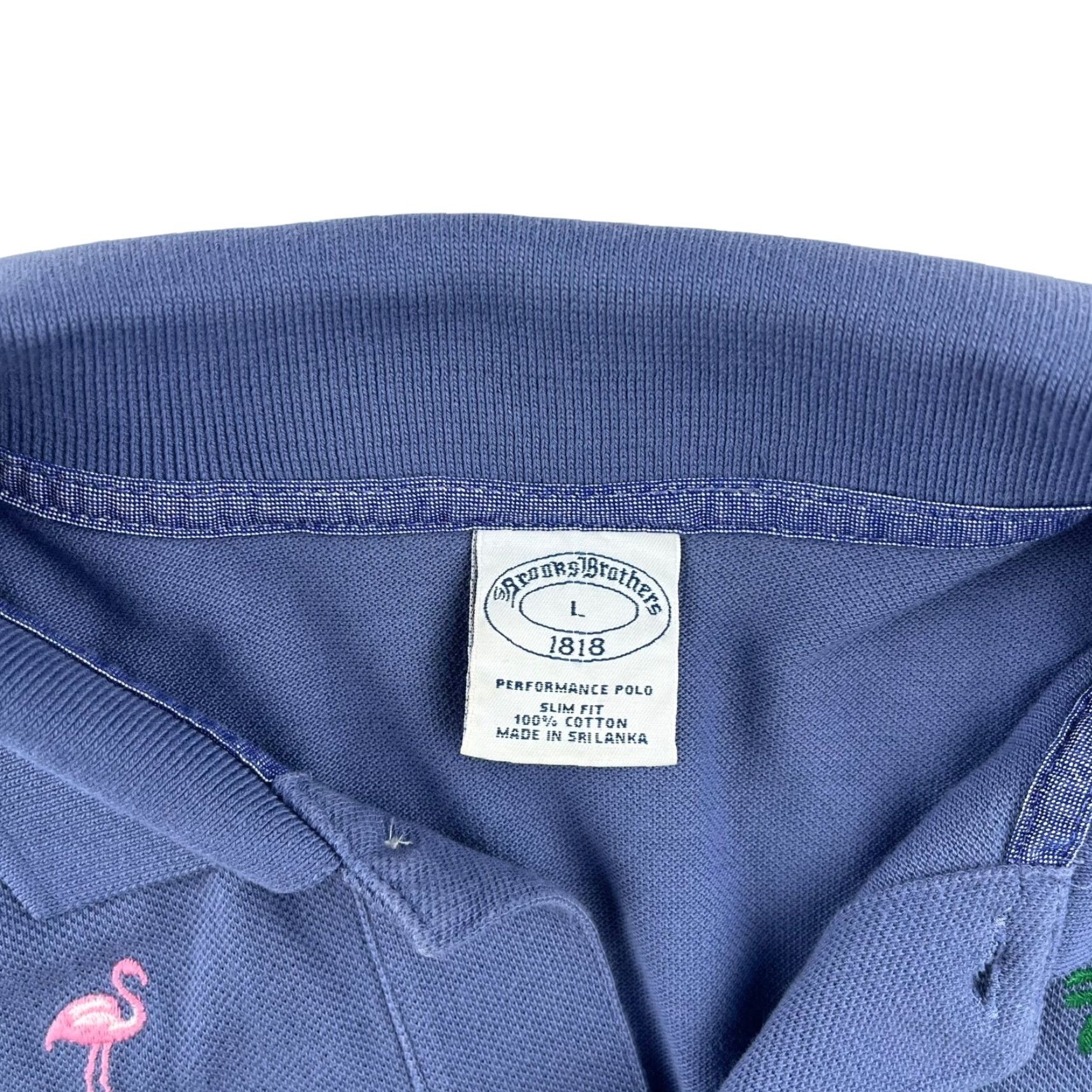 Brooks Brothers Brooks Brothers Men's Polo Shirt Blue L Cotton Embroidered Flamingos Palm Trees Beach Tropical Shirt Polo Mens Blue L Size US L / EU 52-54 / 3 - 3 Thumbnail