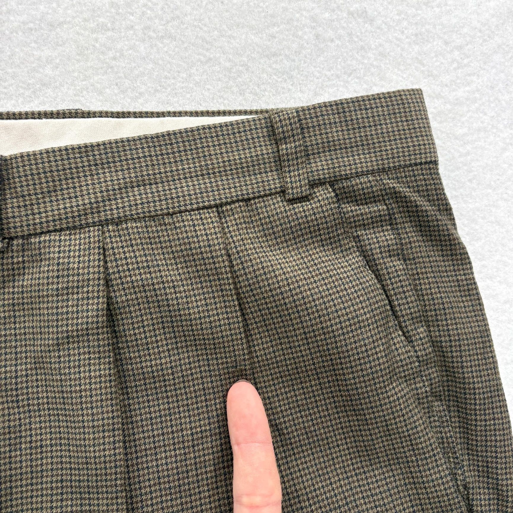 Polo Ralph Lauren Polo Ralph Lauren Dress Pants Mens 40x30 Brown Wool Cashmere Pleated Check Vintage Size US L / EU 52-54 / 3 - 3 Thumbnail