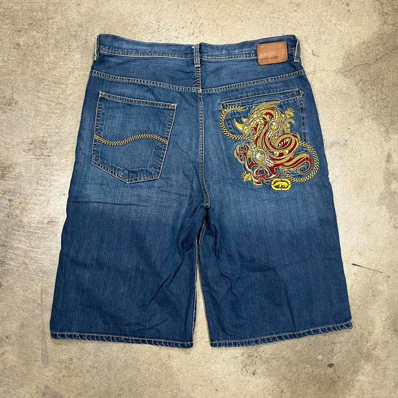 image of Y2K Ecko Unltd. Denim Shorts Baggy Fit Jorts Embroid in Blue, Men's (Size 38)