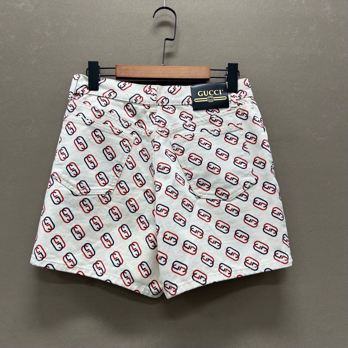 Gucci Gucci Red & Blue Double G Print Denim Shorts 32 98 New Size 24" / US 00 / IT 34 - 2 Thumbnail