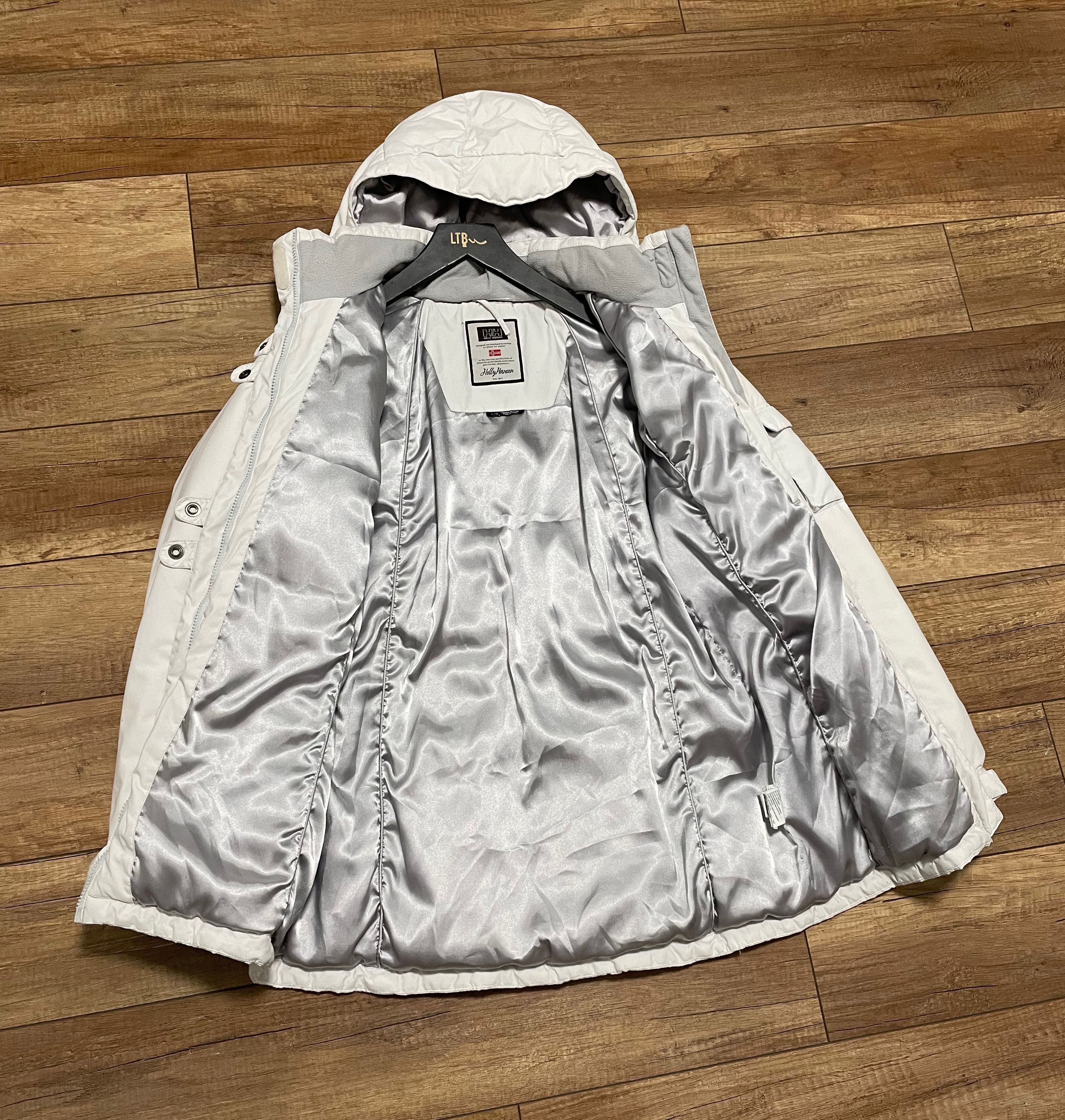 Helly Hansen Helly Hansen White Down Long Hooded Parka Coat Jacket Size L / US 10 / IT 46 - 3 Thumbnail