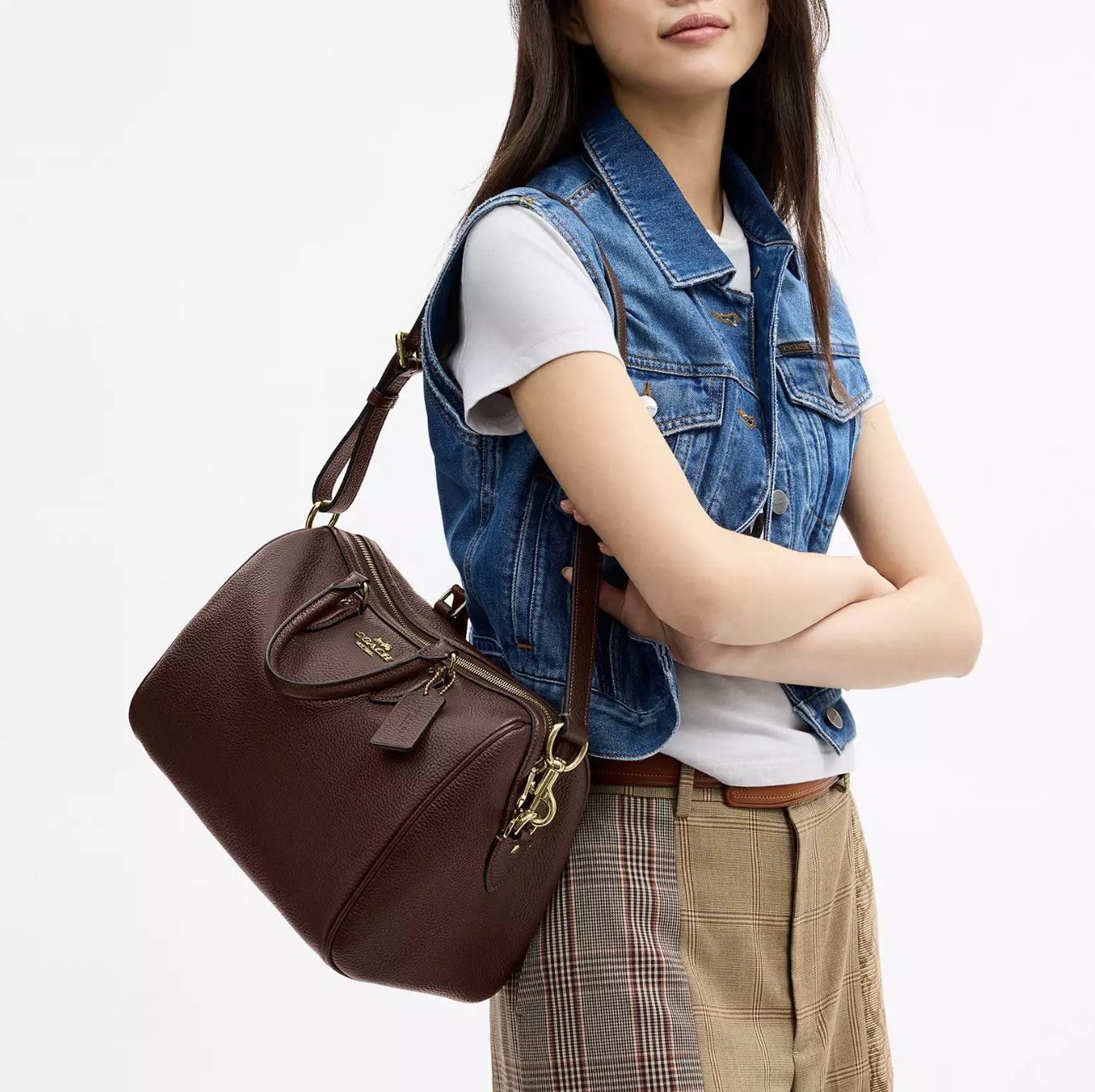 Coach Rowan Large Satchel Bag CES11 Gold/Maple Size ONE SIZE - 9 Thumbnail