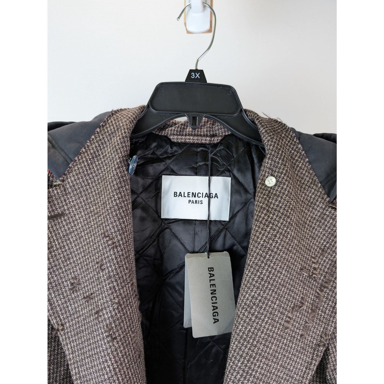 Balenciaga o1rshd1 CCRAB Heather Wool Houndstooth Coat in Coffee/Beige Size XS / US 0-2 / IT 36-38 - 10 Thumbnail