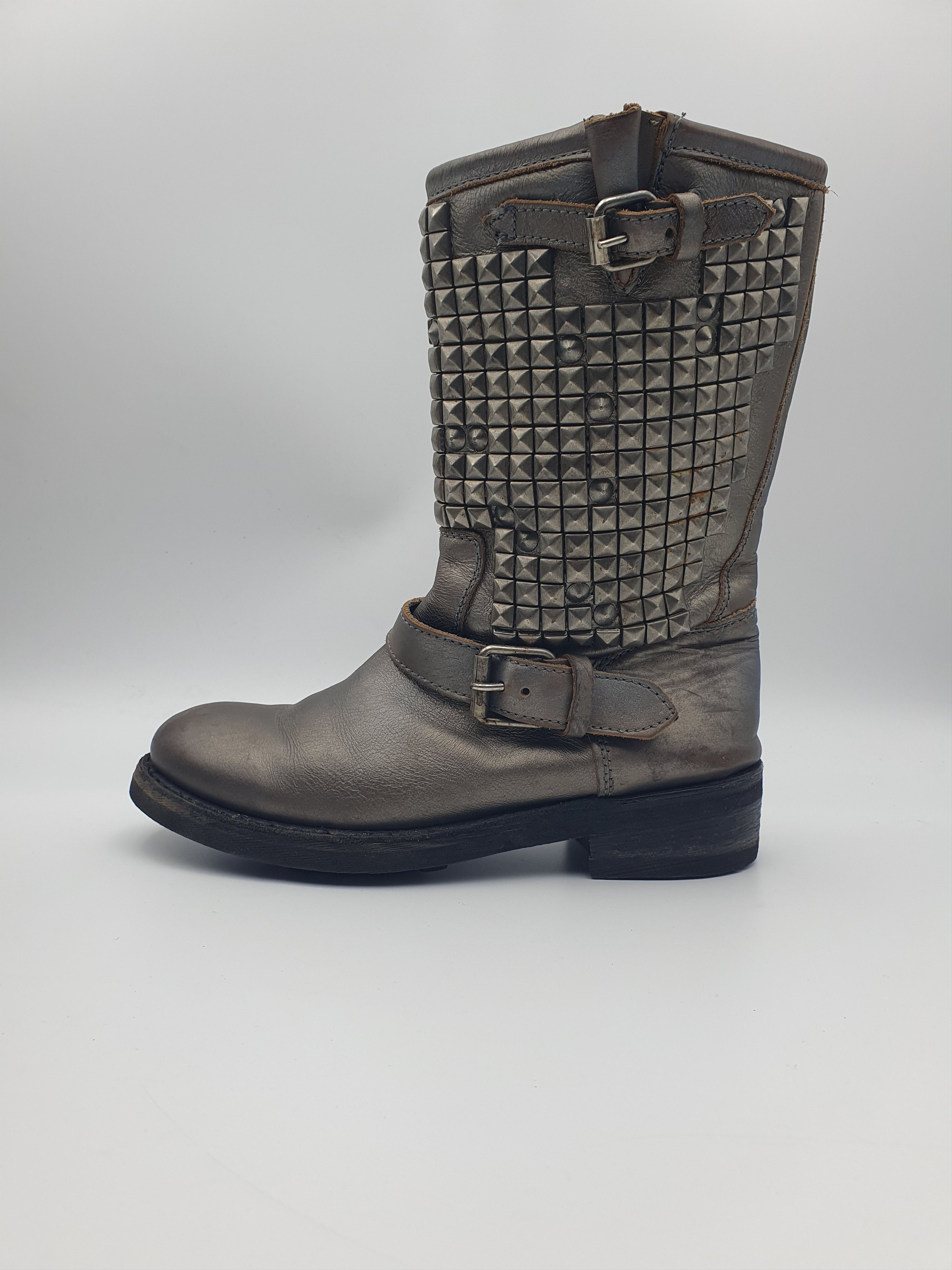 ASH ASH Ryanna Biker Boots Metallic Silver-Bronze Size US 8 / IT 38 - 1 Thumbnail