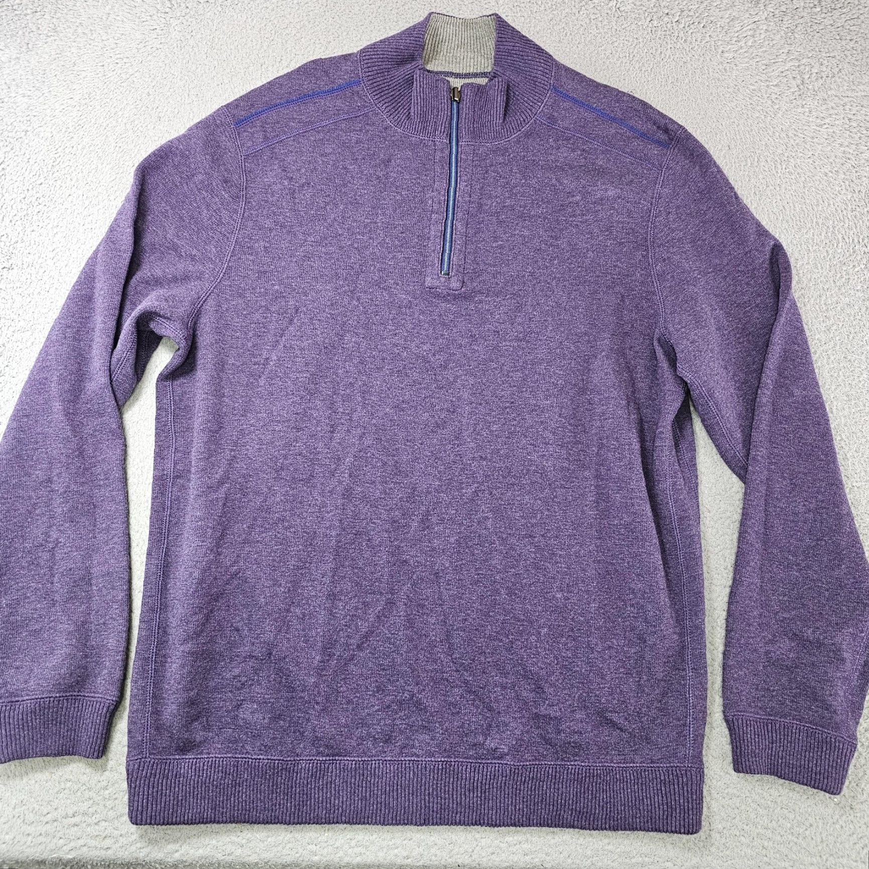 Tommy Bahama Tommy Bahama Sweater Mens Large Gray Purple Quarter Zip Reversible Pullover Size US L / EU 52-54 / 3 - 2 Thumbnail