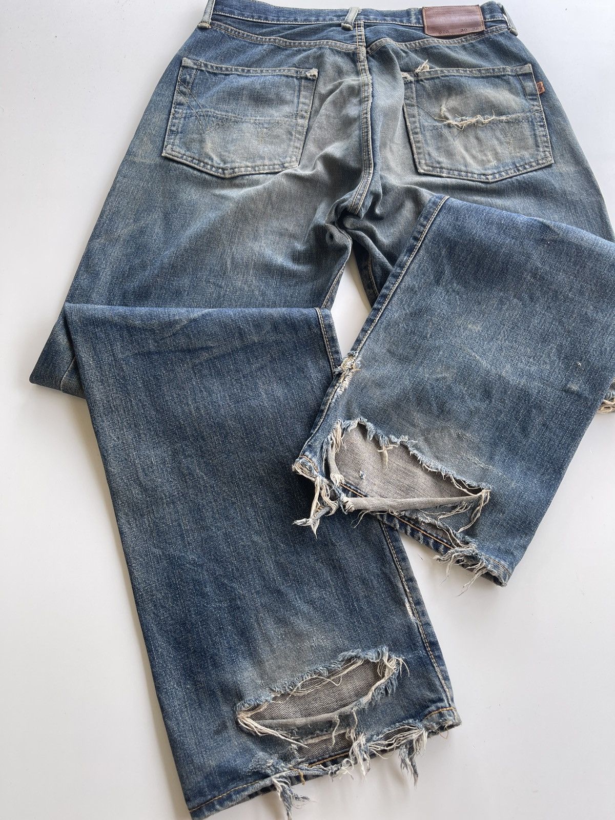 Edwin Vintage Edwin 505 Distressed Selvedge Mudd Jeans Size US 30 / EU 46 - 7 Thumbnail