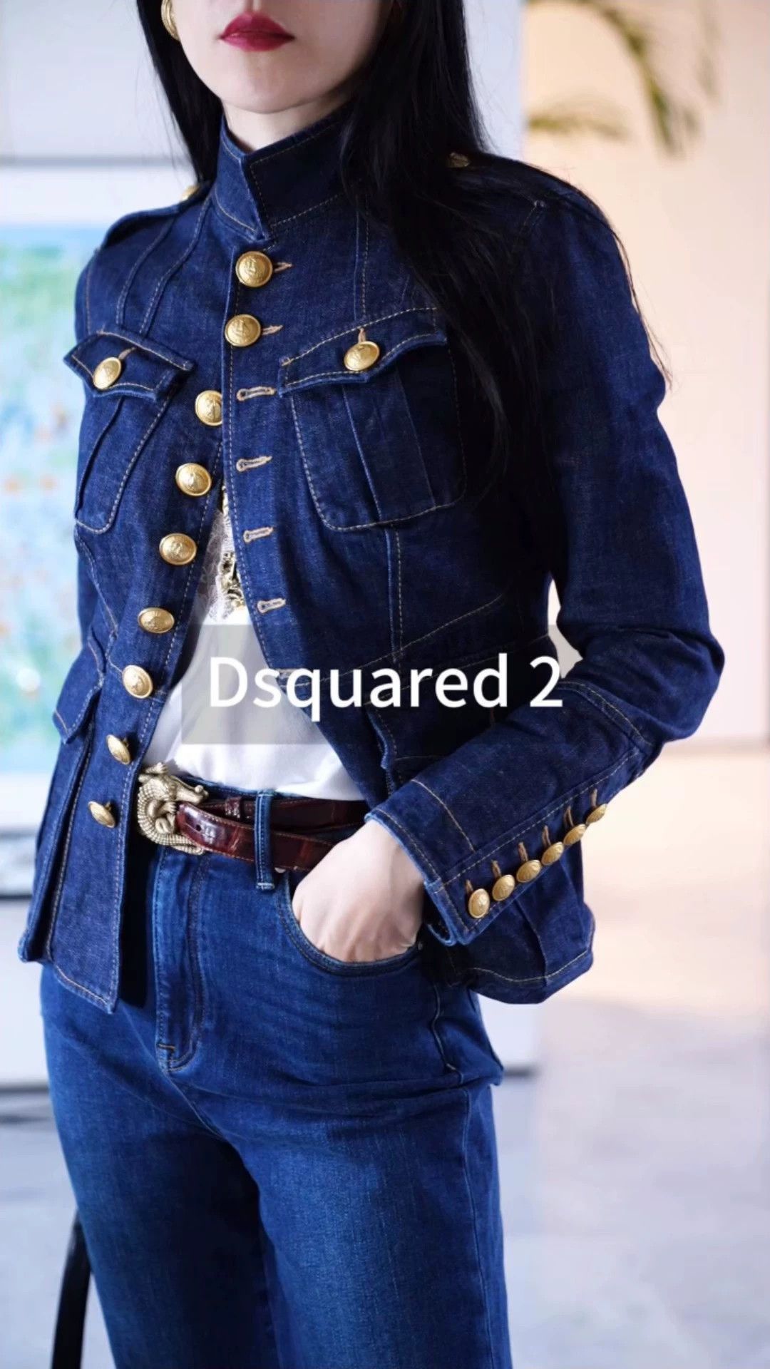 Dsquared2 Dsquared2 Stand-Collar Buttoned Denim Jacket (IT42/S-M) Size M / US 6-8 / IT 42-44 - 1 Thumbnail