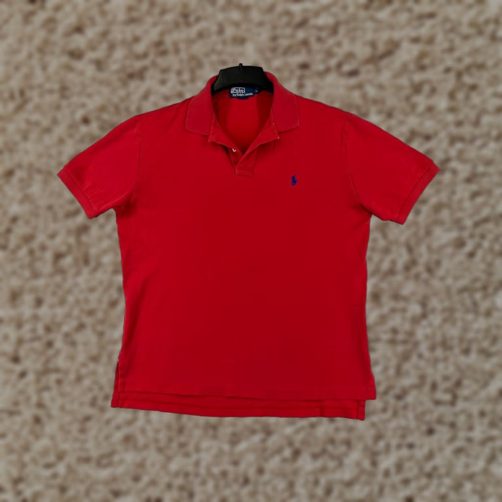 Ralph Lauren VINTAGE Ralph Lauren Polo Shirt Men Large Red 100% Cotton Jersey Polo Shirt Regular Fit Logo Embroidered Size US L / EU 52-54 / 3 - 1 Thumbnail