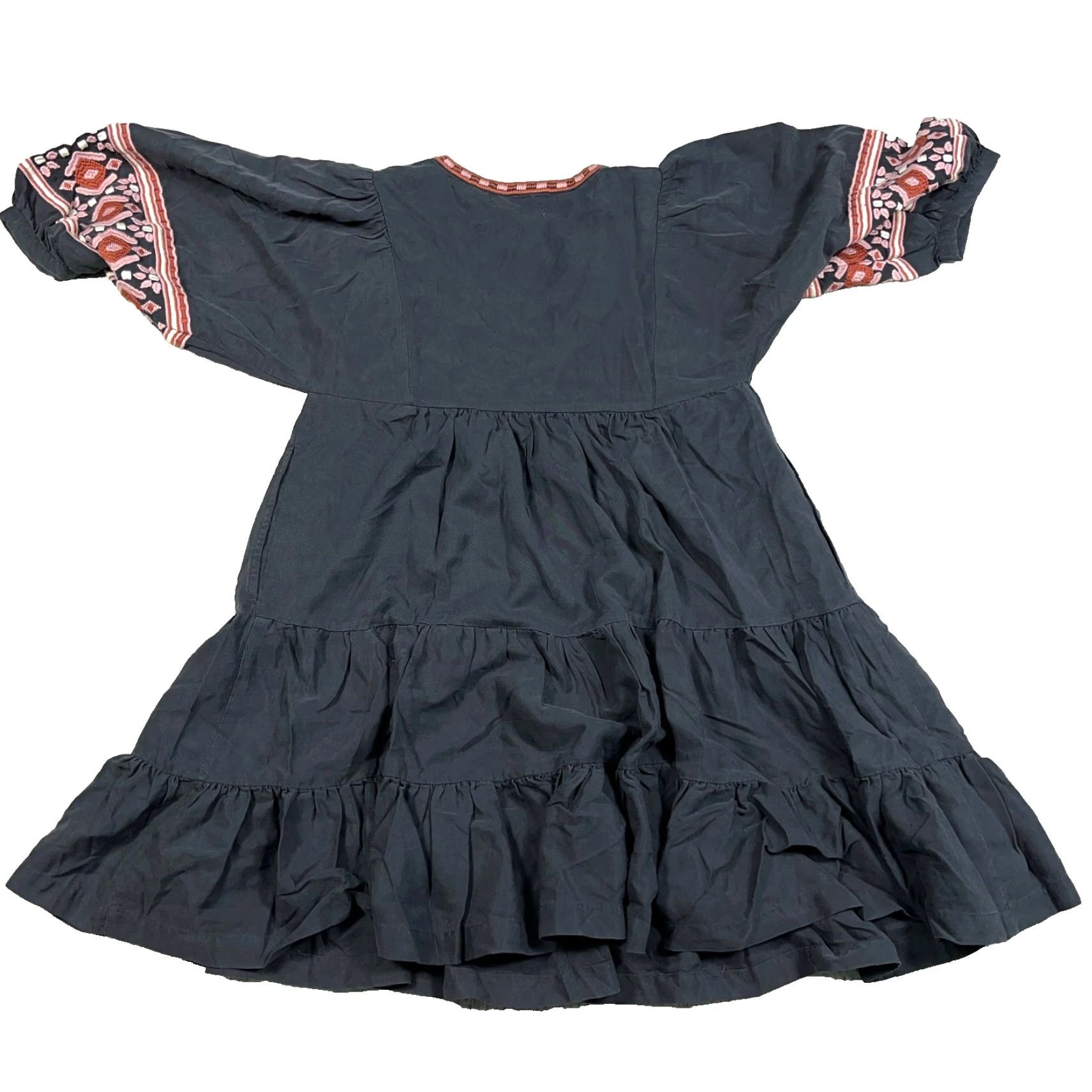 Marine Layer Marine Layer Dress Womens Small Gray Pockets Embroidered Boho Mini Olema Tiered 3/4 Sleeve V-Neck Size S / US 4 / IT 40 - 5 Thumbnail