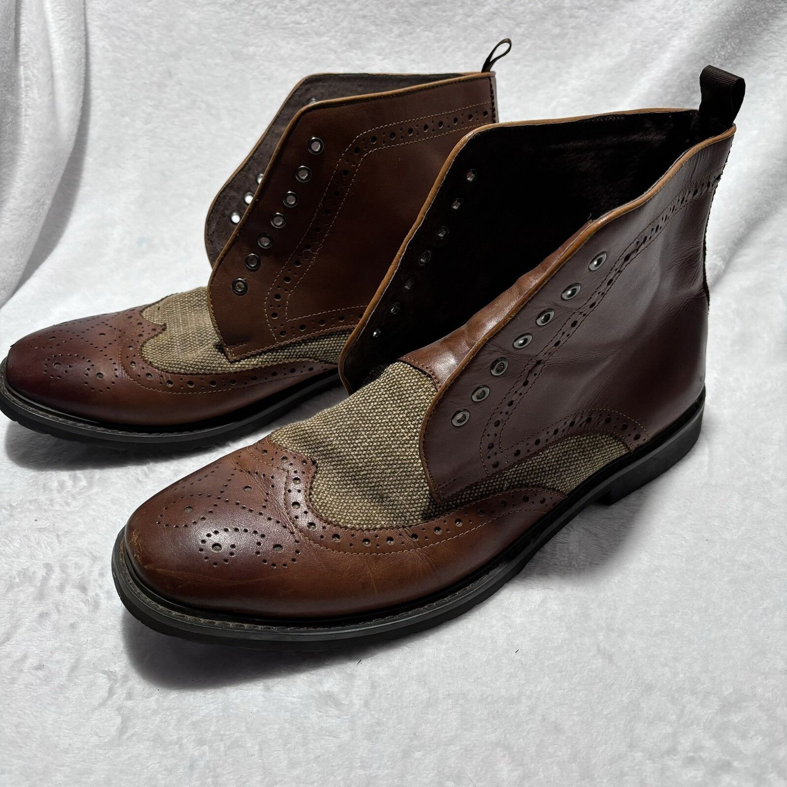 Chelsea Soccer Chelsea Boots Paolo Vandini Londn Brown Leather/Canvas Lace Size US 13 / EU 46 - 7 Thumbnail