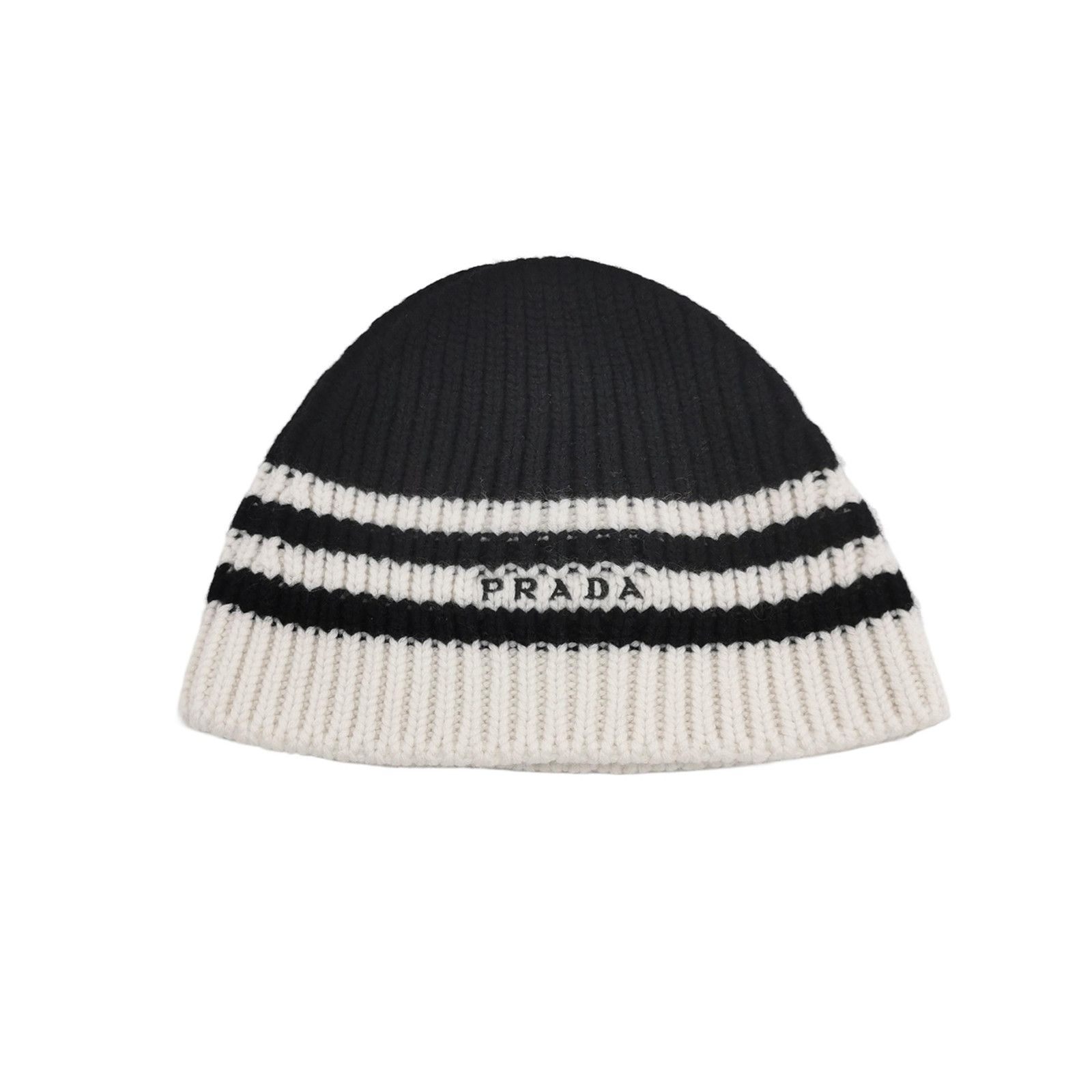 Prada Prada Striped Logo Cashmere Beanie Size S Size ONE SIZE - 1 Thumbnail