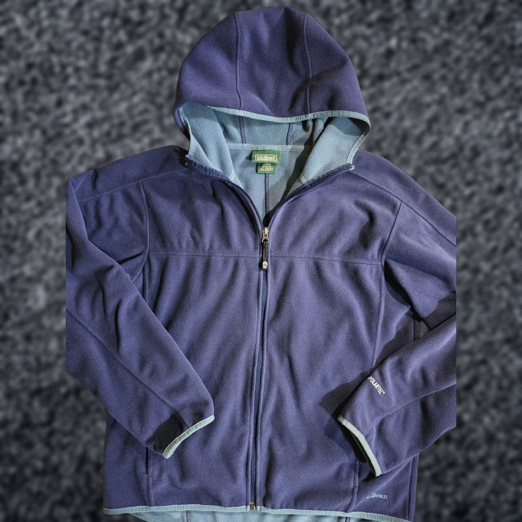 Vintage LL Bean Classic Blue Slightly Fitted Hooded Full Zip Fleece Jacket Mens Lg Reg Size US L / EU 52-54 / 3 - 1 Thumbnail