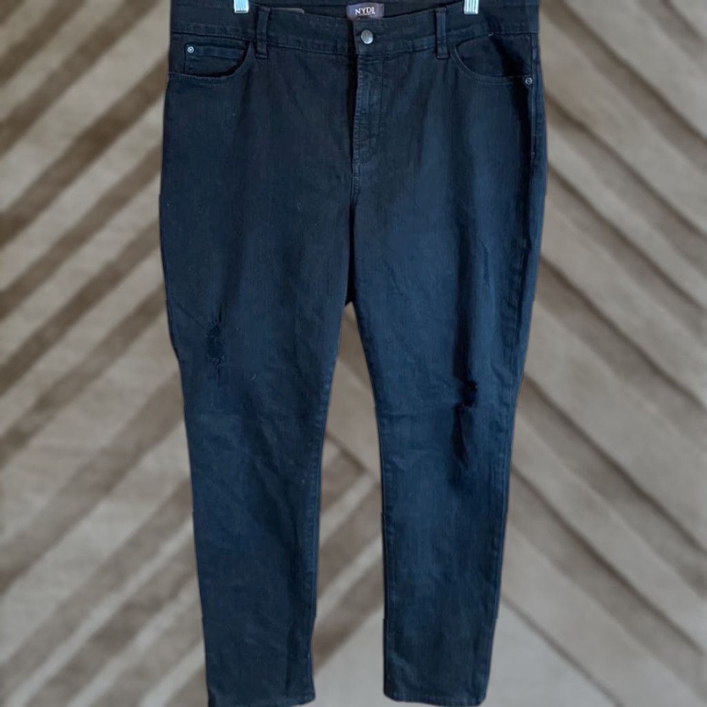 NYDJ VINTAGE NYDJ Womens Jeans Black Jessica Boyfriend Relaxed Fit Lift And Tuck Tech 14 Size 36" / US 14 / IT 50 - 1 Thumbnail