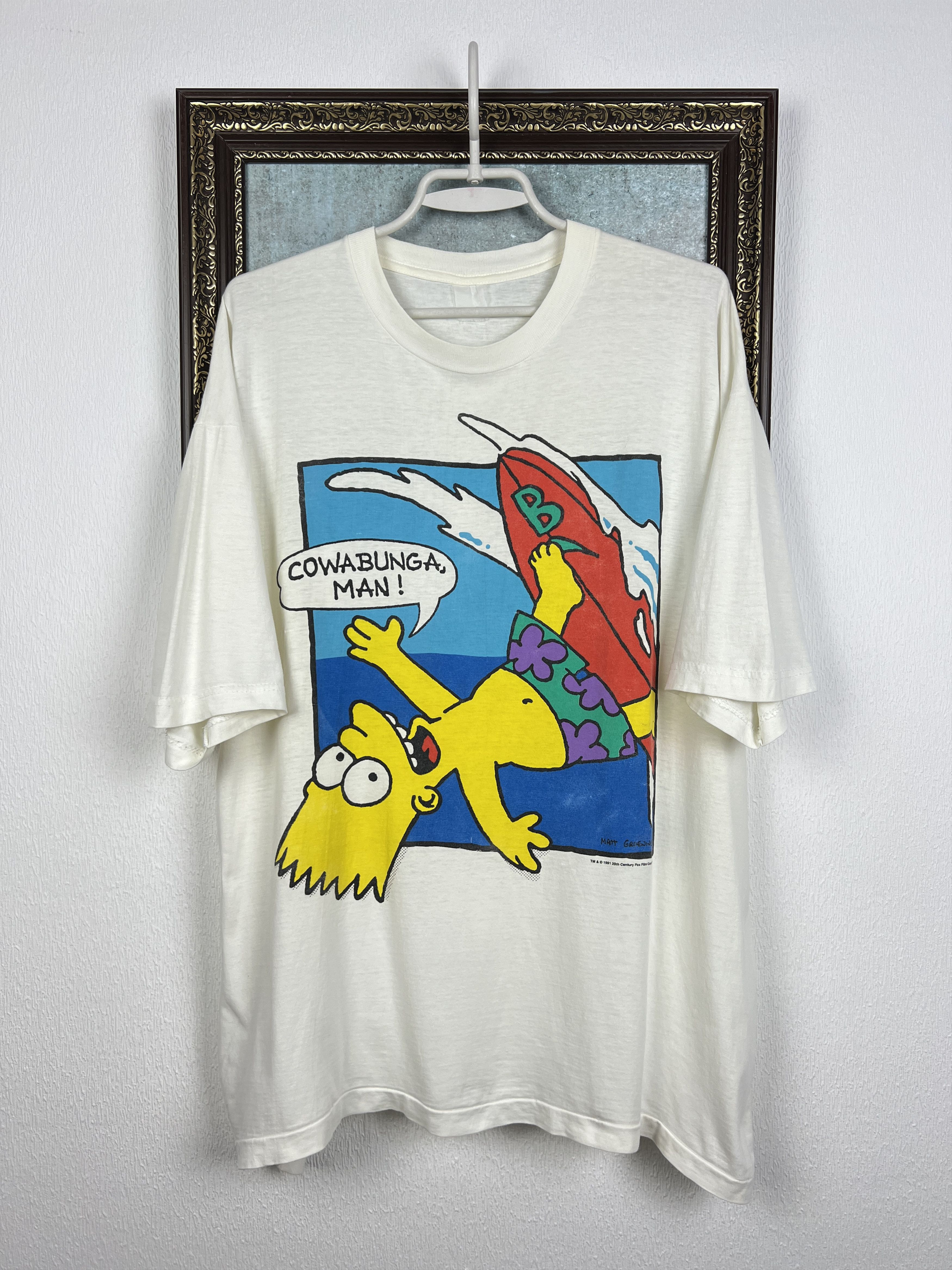 Vintage Bart Simpson Cowabunga Surf Misprint Graphic Shirt Tee Size US XL / EU 56 / 4 - 1 Thumbnail