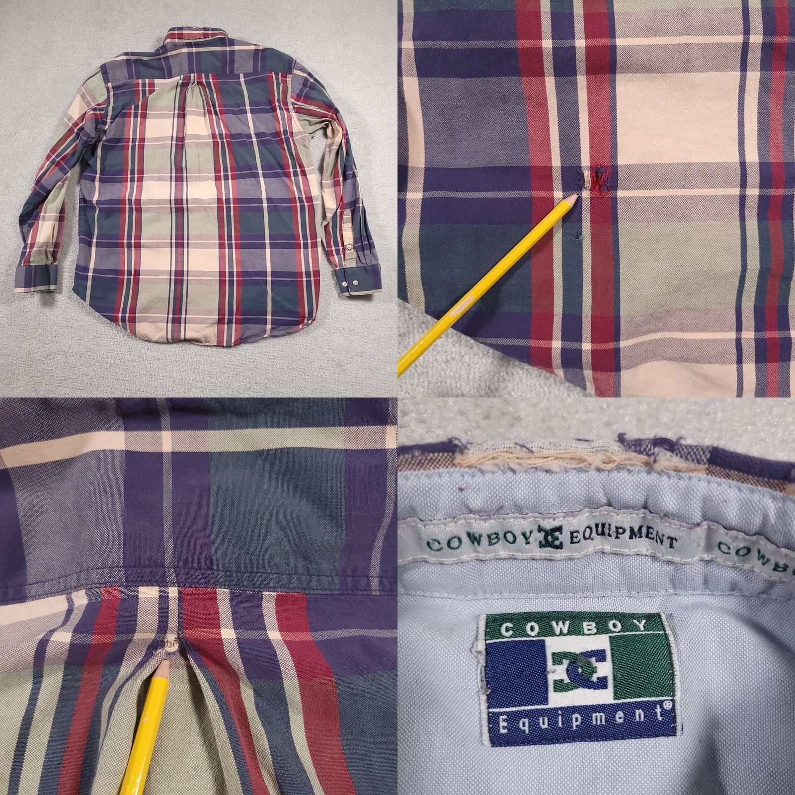 Equipment VINTAGE Cowboy Equipment Shirt Large Plaid Long Sleeve Button Down Pocket Mens Size US L / EU 52-54 / 3 - 9 Thumbnail