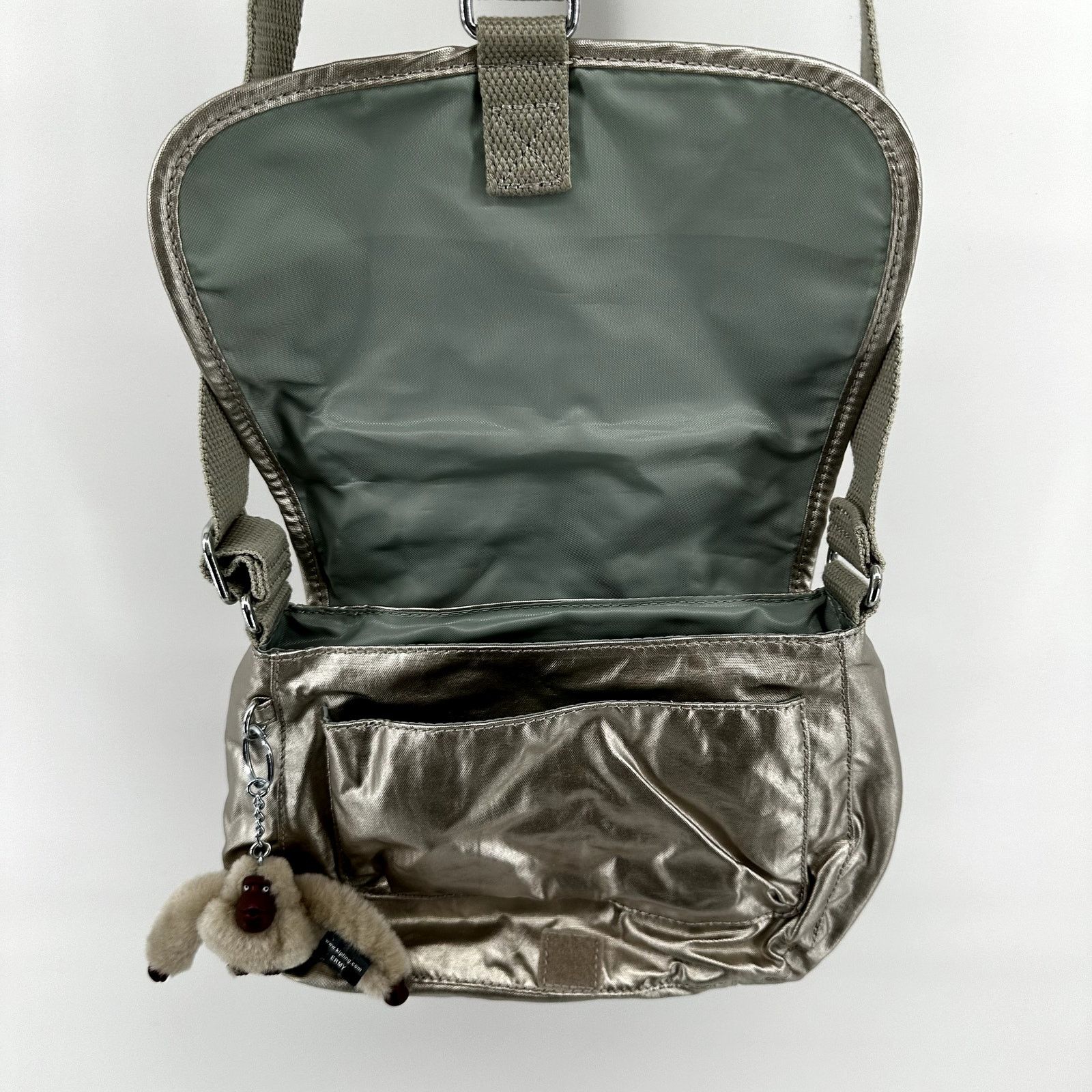 Other Kipling Maceio Metallic Crossbody Bag Strap Zip Silver Size ONE SIZE - 2 Thumbnail