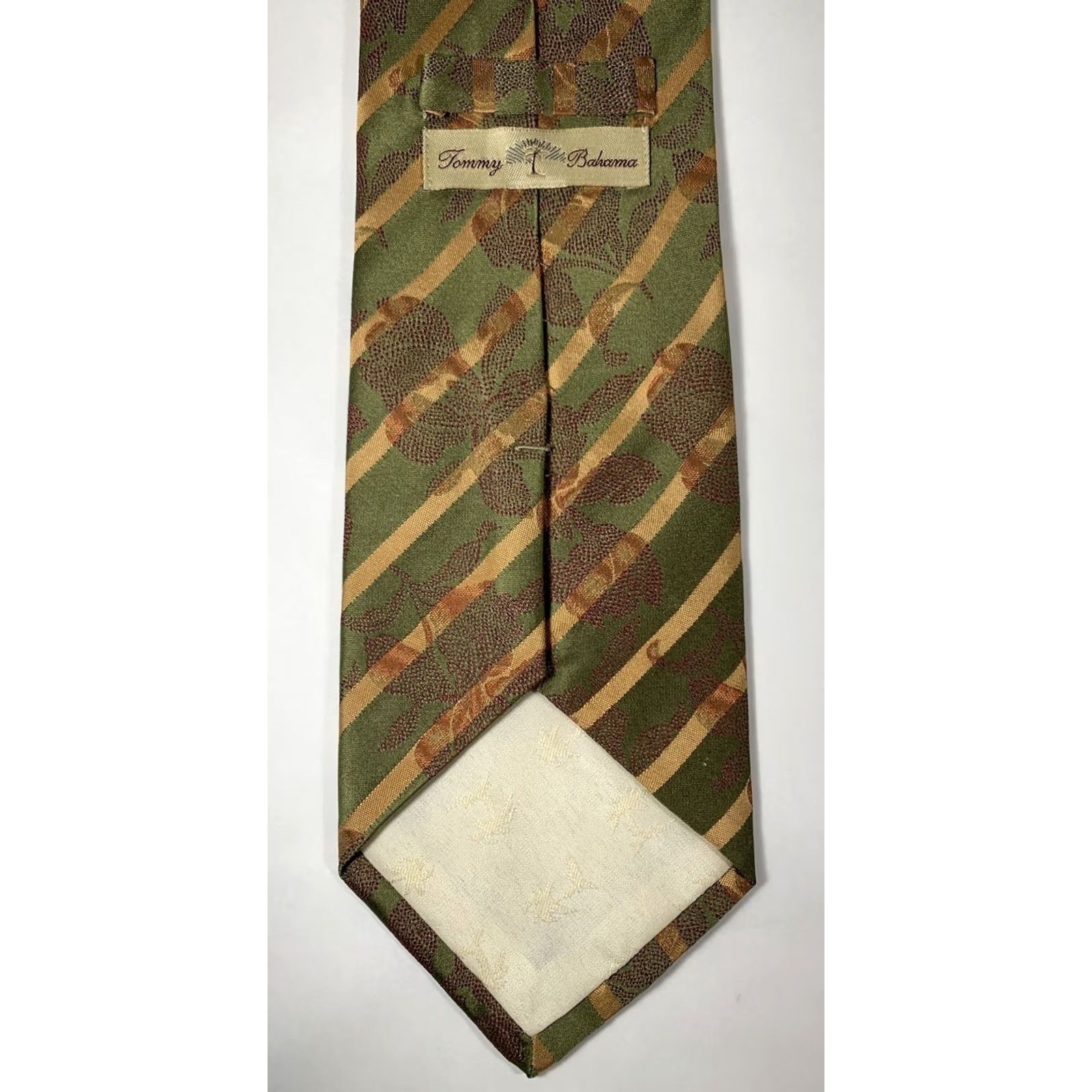 Tommy Bahama Tommy Bahama Silk Tie Stripe Floral Green Gold Made in the USA necktie Size ONE SIZE - 4 Thumbnail