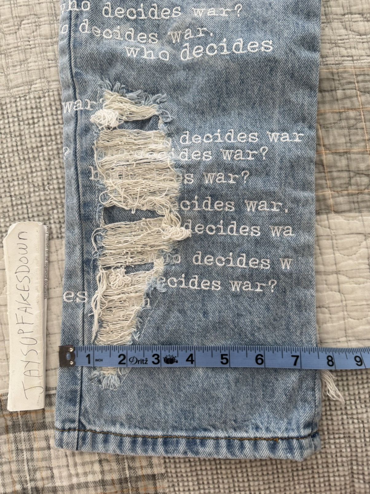 Who Decides War Who Decides War Jeans Scripture Denim Embroidered Pants WDW Size US 34 / EU 50 - 8 Thumbnail