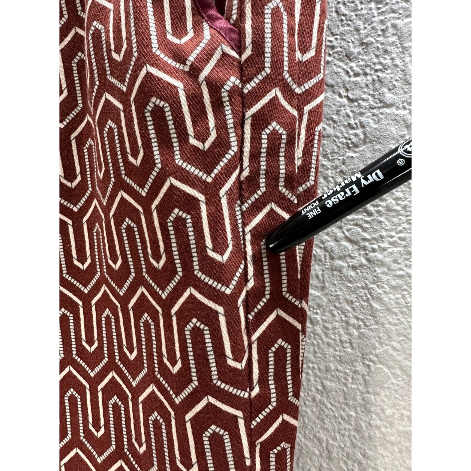 Vintage Cartonnier Womens Red Geometric Chino Pants Side Pockets Cotton Blend Sz 2 Size 28" / US 6 / IT 42 - 7 Thumbnail