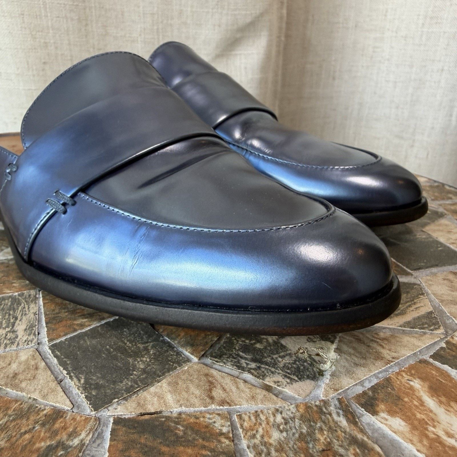 M.Gemi M.Gemi Leather Slide Loafers Navy Blue EU 37Made in Italy Size US 6.5 / IT 36.5 - 8 Thumbnail