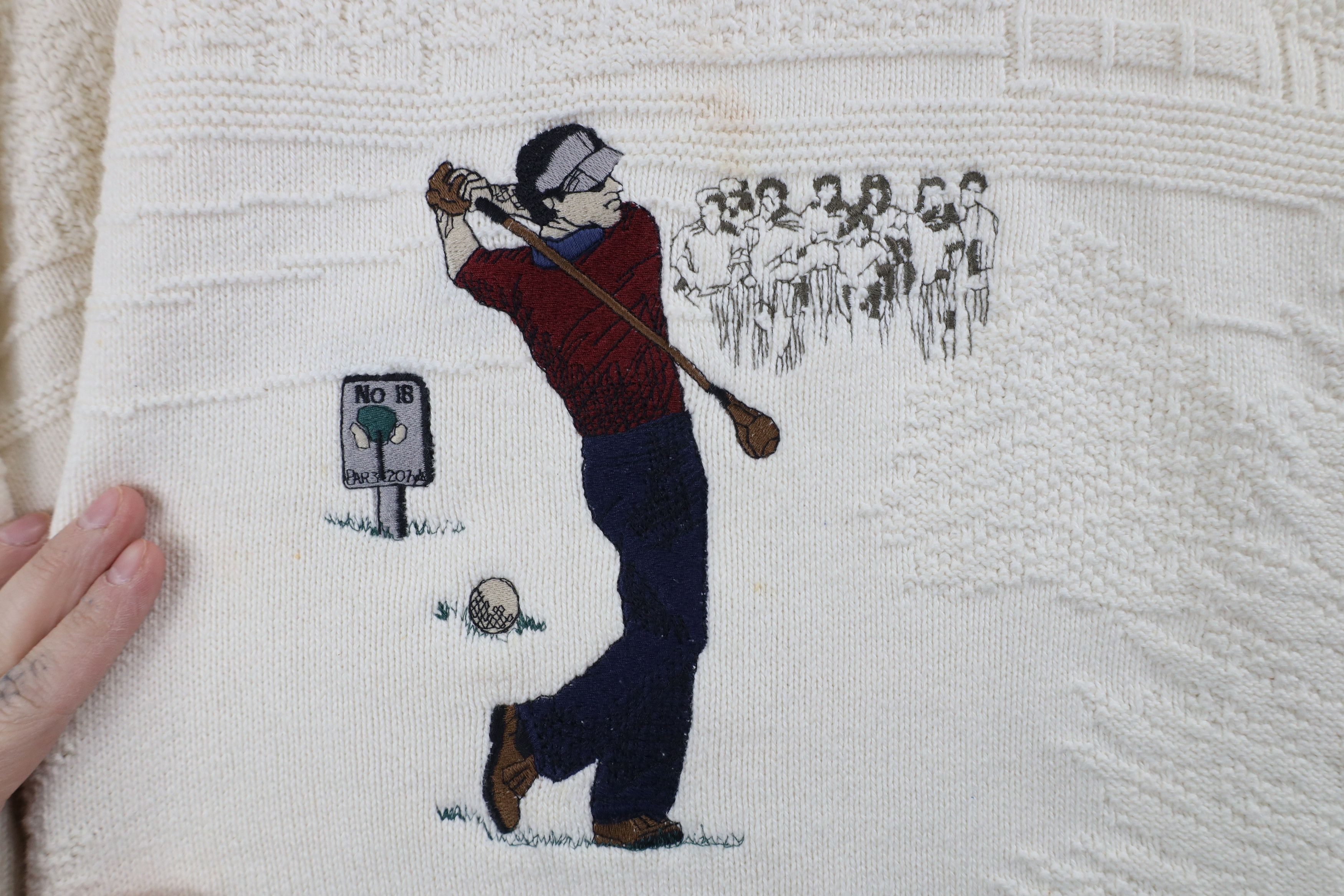 Vintage Vintage 90s Streetwear Golf All Over Print Knit Sweater USA Size US L / EU 52-54 / 3 - 4 Thumbnail