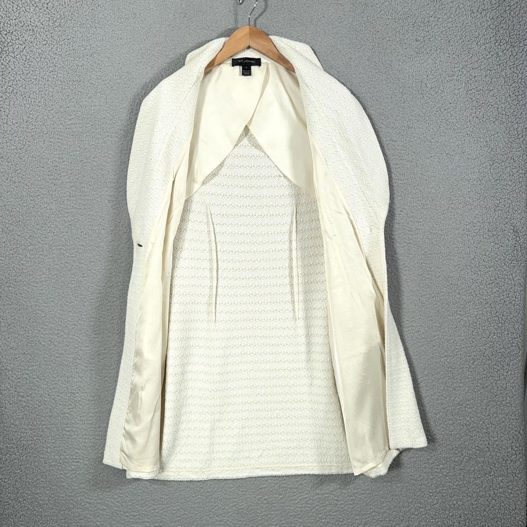 St. John St John Vest Womens Medium White Knit Lined Silk Pockets USA Size M / US 6-8 / IT 42-44 - 6 Thumbnail