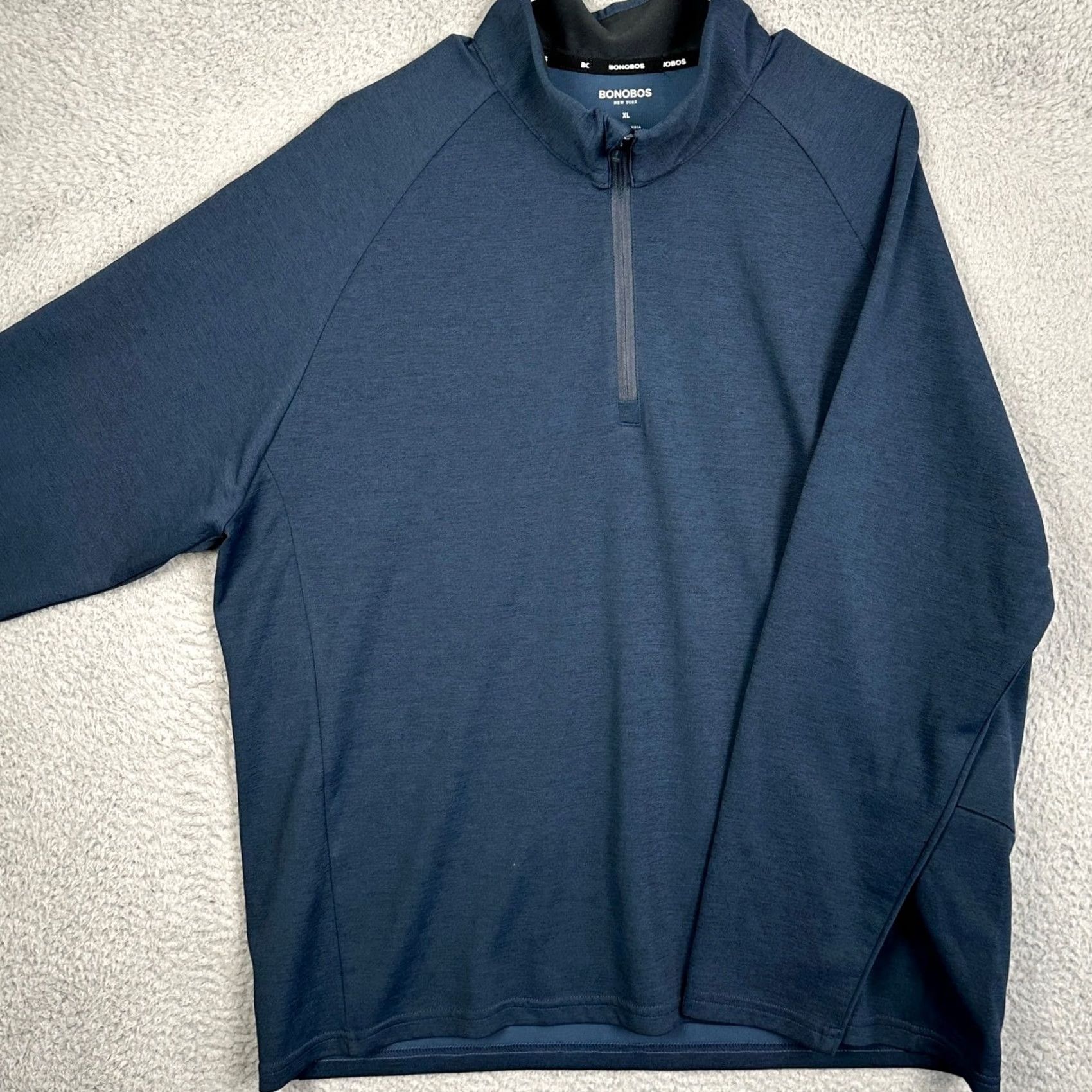 Bonobos Bonobos Shirt Mens XL Navy Blue Quarter Zip Pullover Performance Activewear Logo Pocket Mock Neck Zipper Sportswear Golf Hiking Walking Pullover Size US XL / EU 56 / 4 - 2 Thumbnail
