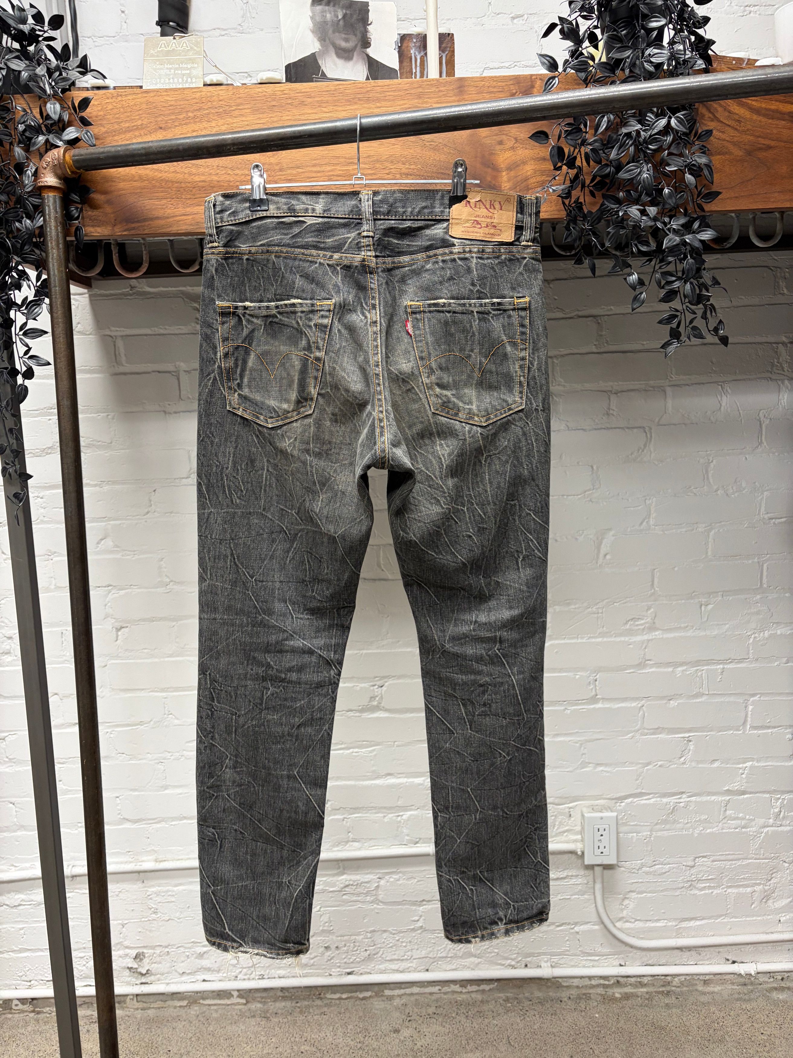 2000s Hysteric Glamour 'Kinky' Washed Grey Skinny Jeans