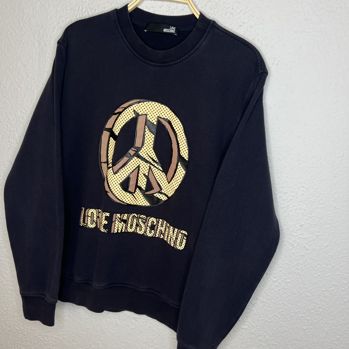 Designer × Moschino Love Moschino Sweatshirt Crewneck Navy Big Logo Peace Size US M / EU 48-50 / 2 - 3 Thumbnail