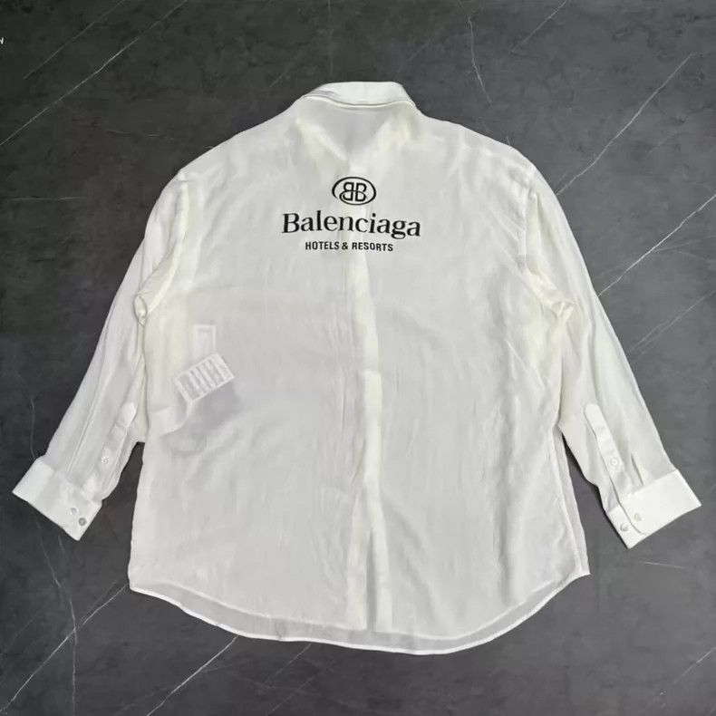 Balenciaga Balenciaga Pleated Silk Double Logo Shirt-2506 Size US M / EU 48-50 / 2 - 2 Thumbnail