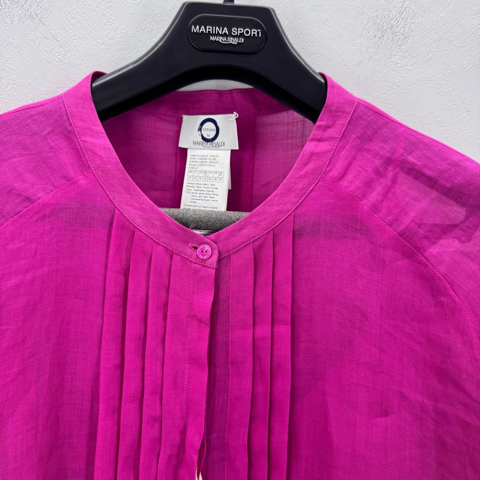Marina Rinaldi Marina Rinaldi BOEMIA Ramie Long Sleeve Top Pink Magenta 18 Size XXL / US 16-18 / IT 52-54 - 4 Thumbnail