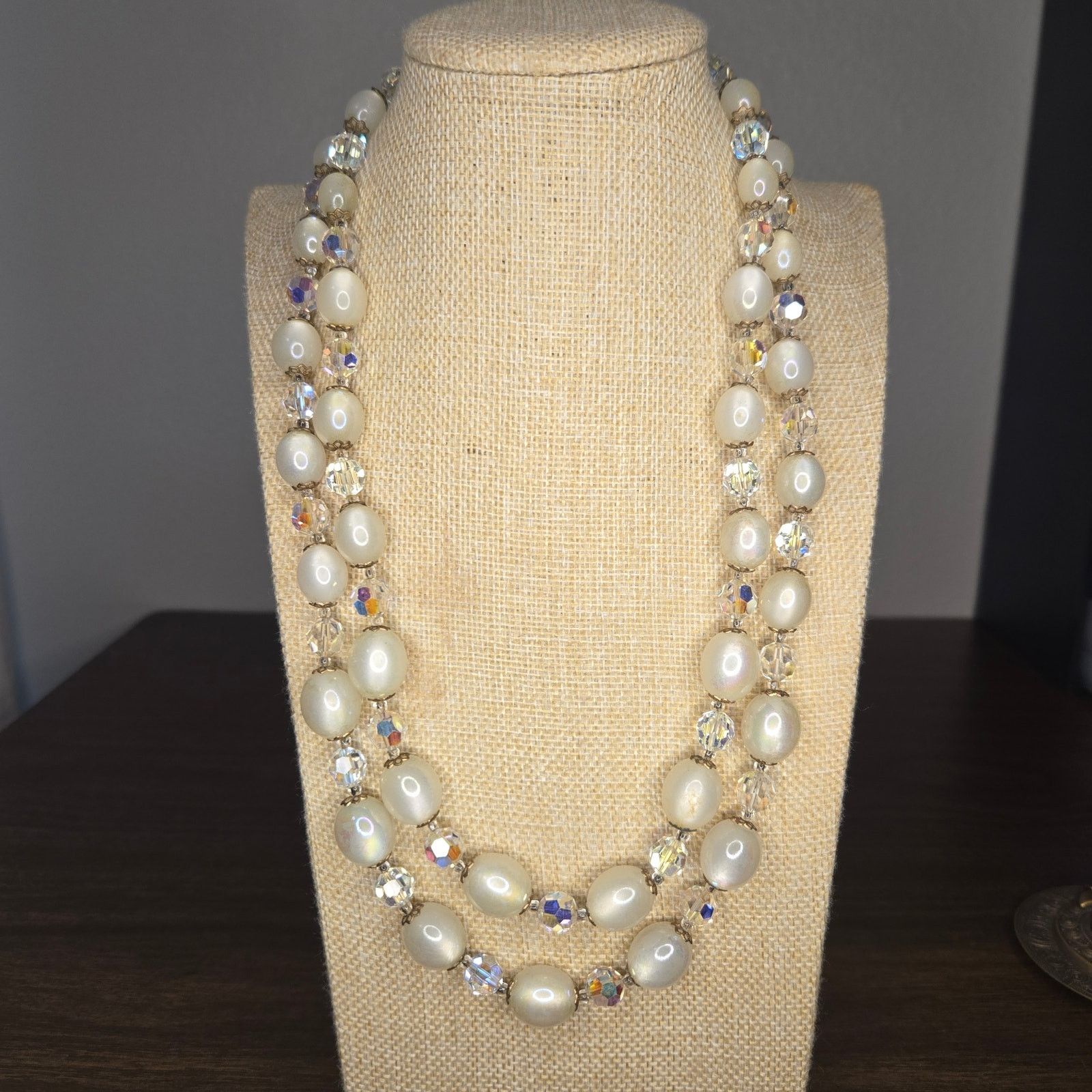 Marella Vintage Marvella Moonglow & Crystal Double Strand Necklace Size ONE SIZE - 2 Thumbnail
