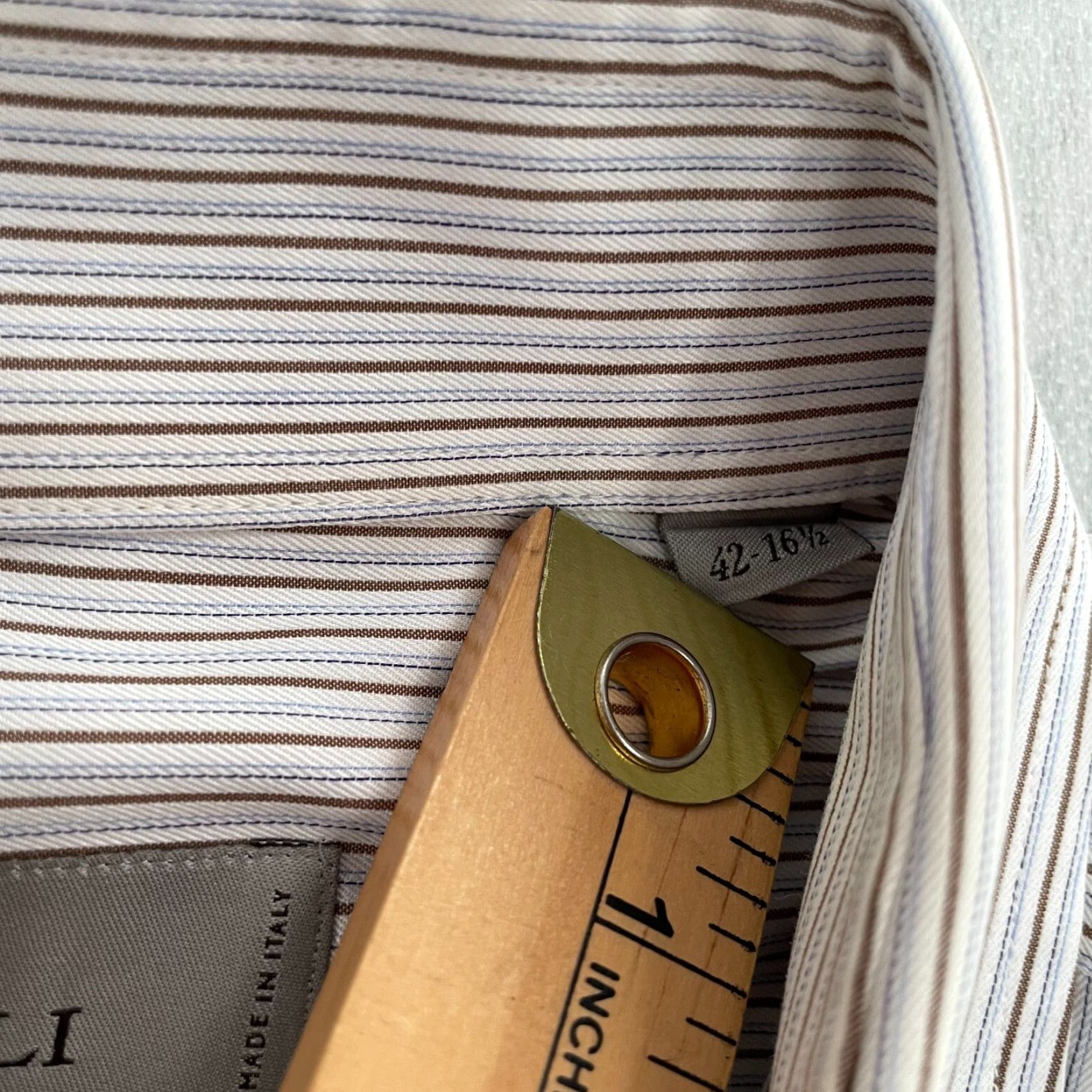 Canali Canali Shirt Adult 16.5/42 White Blue Button Up Long Sleeve Cotton Italy Mens L Shirt Size US L / EU 52-54 / 3 - 5 Thumbnail