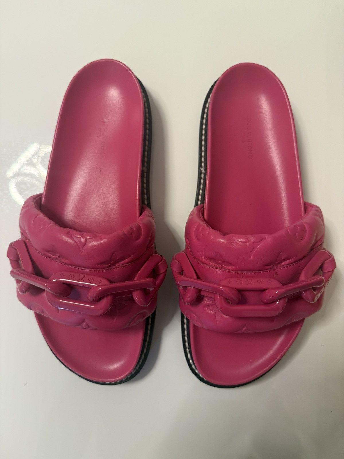 Louis Vuitton LOUIS VUITTON CALFSKIN EMBOSSED MONOGRAM SUNSET FLAT COMFORT Size US 10 / IT 40 - 1 Thumbnail