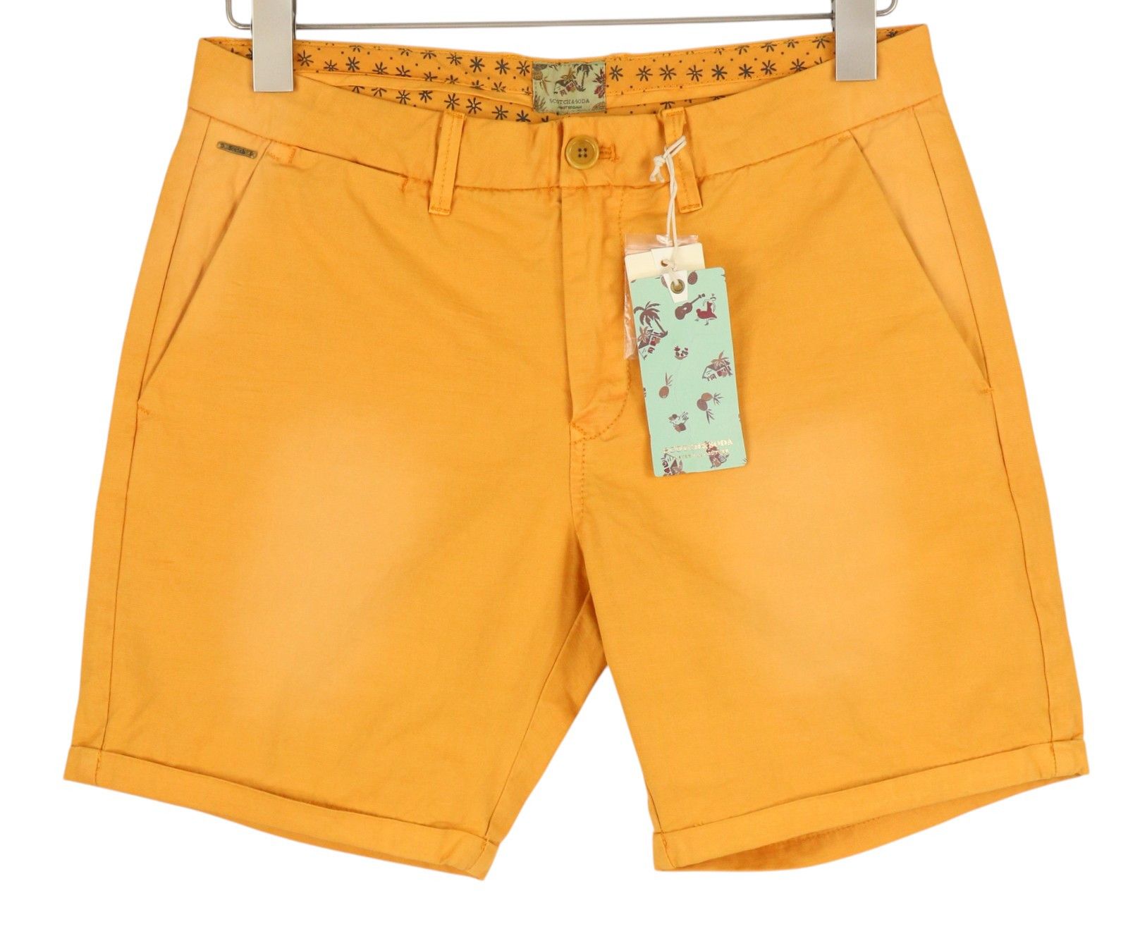 Scotch & Soda W29 Chino Washed Orange Turn-Up Zip Fly Logo 84192 Size US 29 - 1 Thumbnail