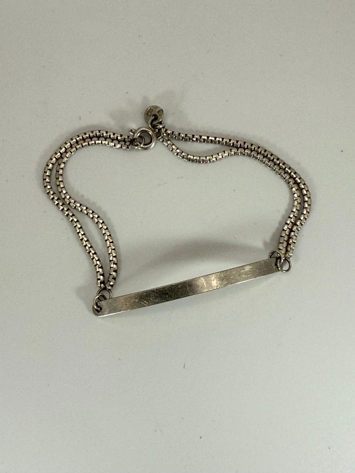 Vintage 60's Sterling Silver Double Chain ID Bracelet Size ONE SIZE - 3 Thumbnail