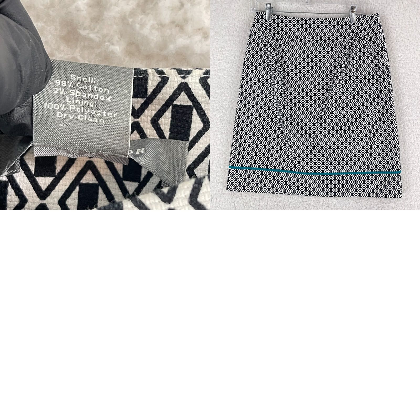 Ann Taylor Ann Taylor Skirt A-Line Womens 8 Black White Geometric Print Office Work Casual Size 30" / US 8 / IT 44 - 8 Thumbnail