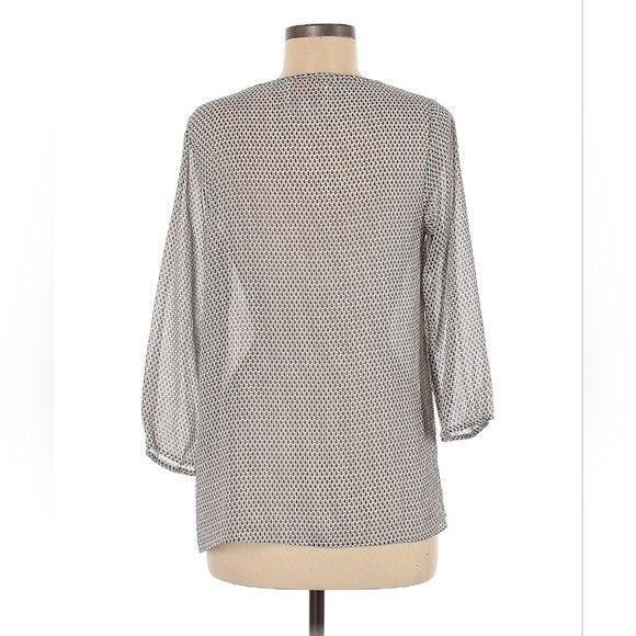 Other SKIES ARE BLUE Gray and White Boho Top Medium Size M / US 6-8 / IT 42-44 - 2 Thumbnail