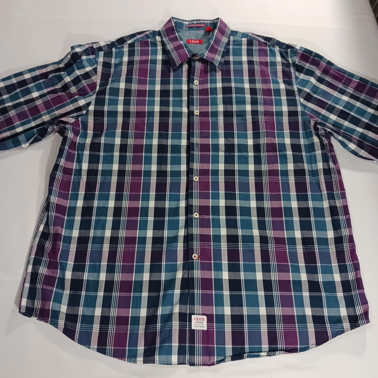 Izod IZOD Saltwater 45FW486 Mens XL Multicolor Button Plaid Shirt Size US XL / EU 56 / 4 - 10 Thumbnail
