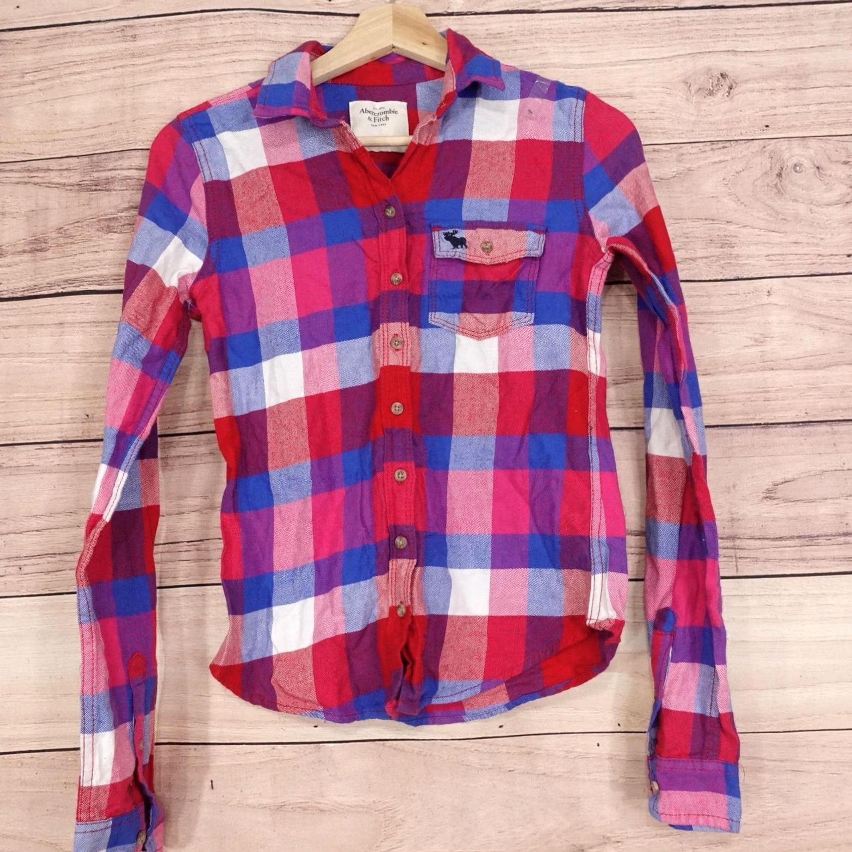 Abercrombie & Fitch Abercrombie & Fitch Womens Flannel Shirt Button-Up Plaid Long Sleeve XS Multicolor Size XS / US 0-2 / IT 36-38 - 2 Thumbnail