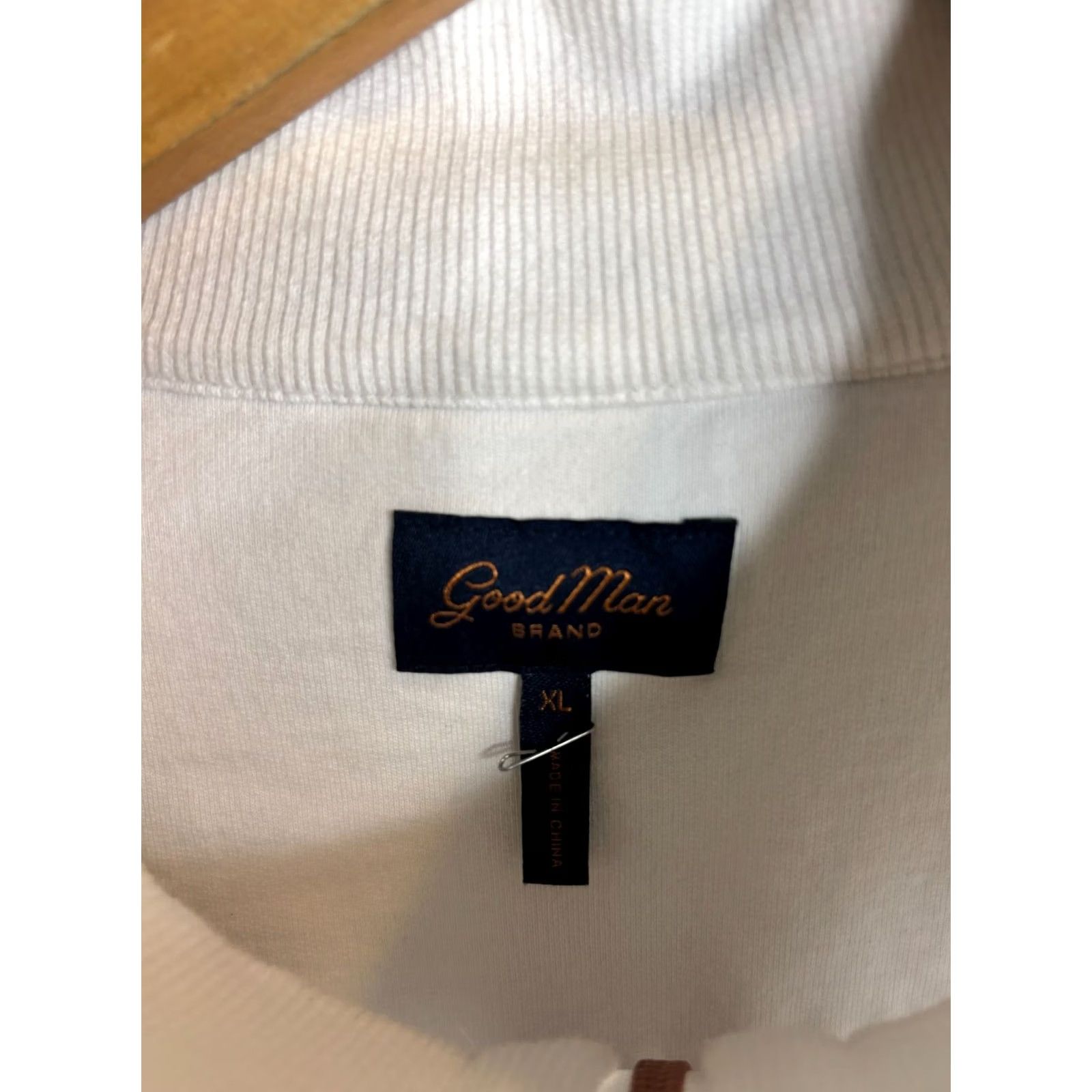 Vintage Good Man Brand-1/4 Zip Pullover Mens XL White Cotton Knit Sweatshirt Pullover Zipper 1/4 Zip Casual Shirt Sweater Winter Fall Spring 8/10 Size US XL / EU 56 / 4 - 3 Thumbnail