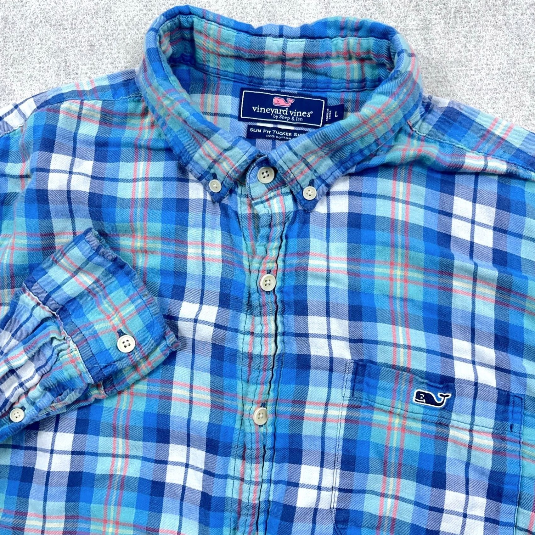 Vineyard Vines Vineyard Vines Button-Up Shirt Men L Blue Slim Fit Tucker Flannel Plaid Button-Down Casual Size US L / EU 52-54 / 3 - 2 Thumbnail