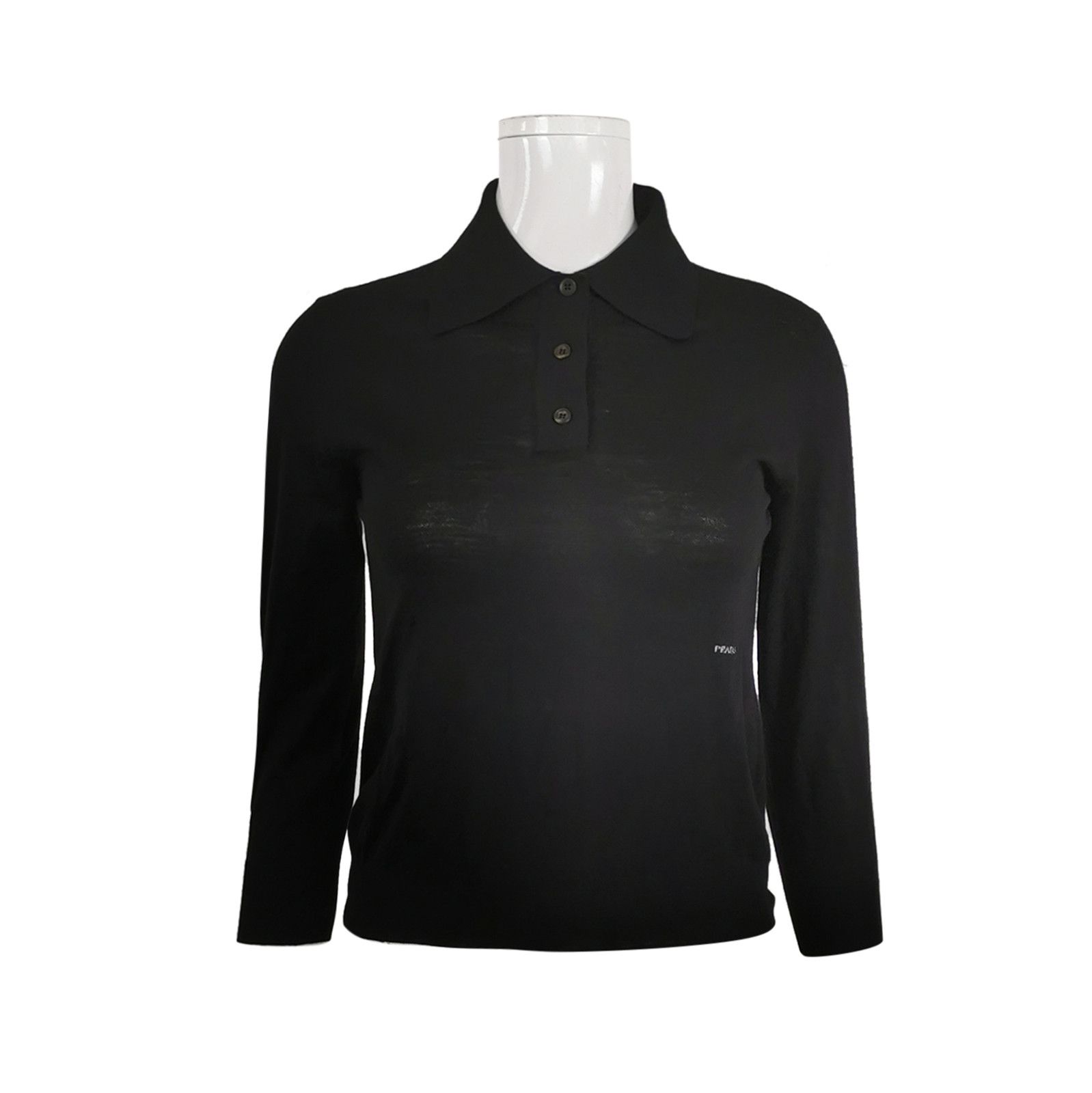 Prada Prada Black Wool Knit Polo Sweater 0089 Size XXS / US 00 / IT 34 - 1 Thumbnail
