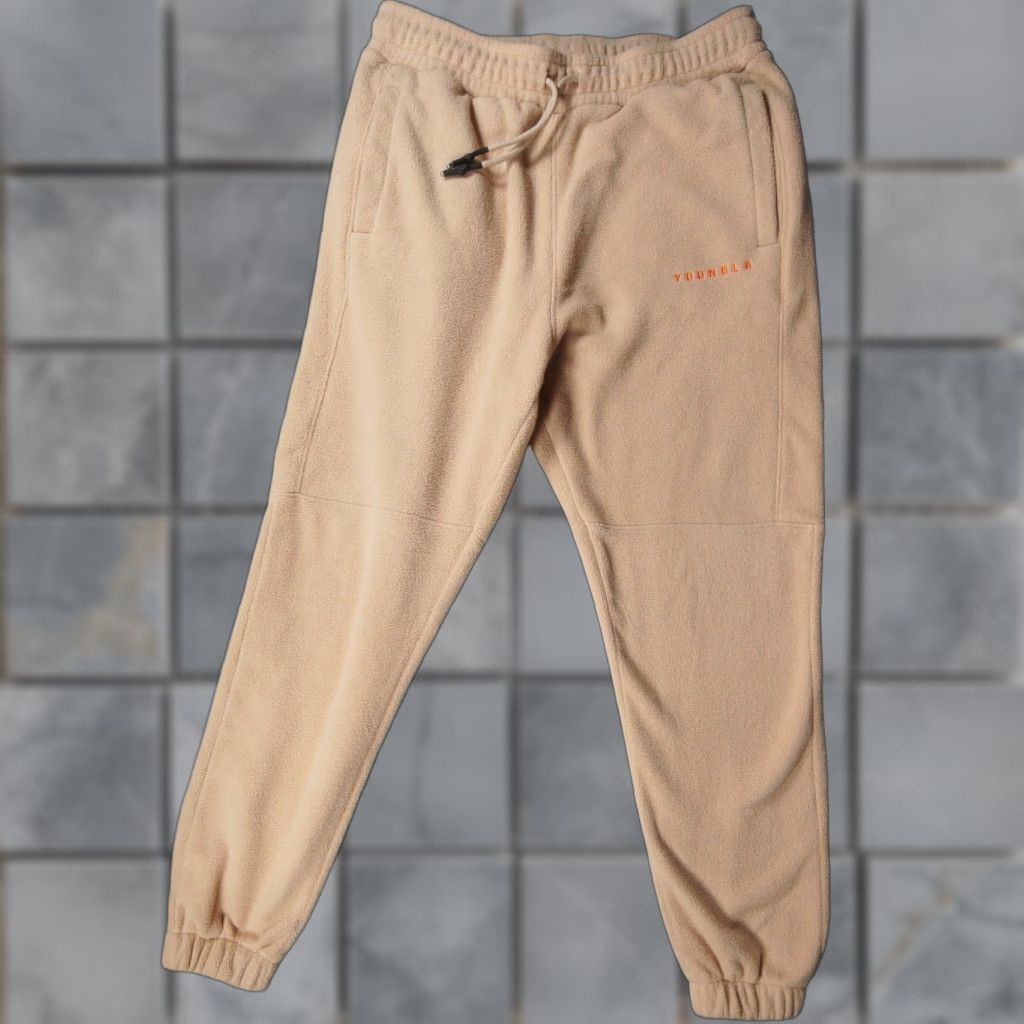 YoungLA Youngla Pants Mens Large Beige Fleece Sweatpants Streetwear Los Angeles Casual Size US 33 - 1 Thumbnail