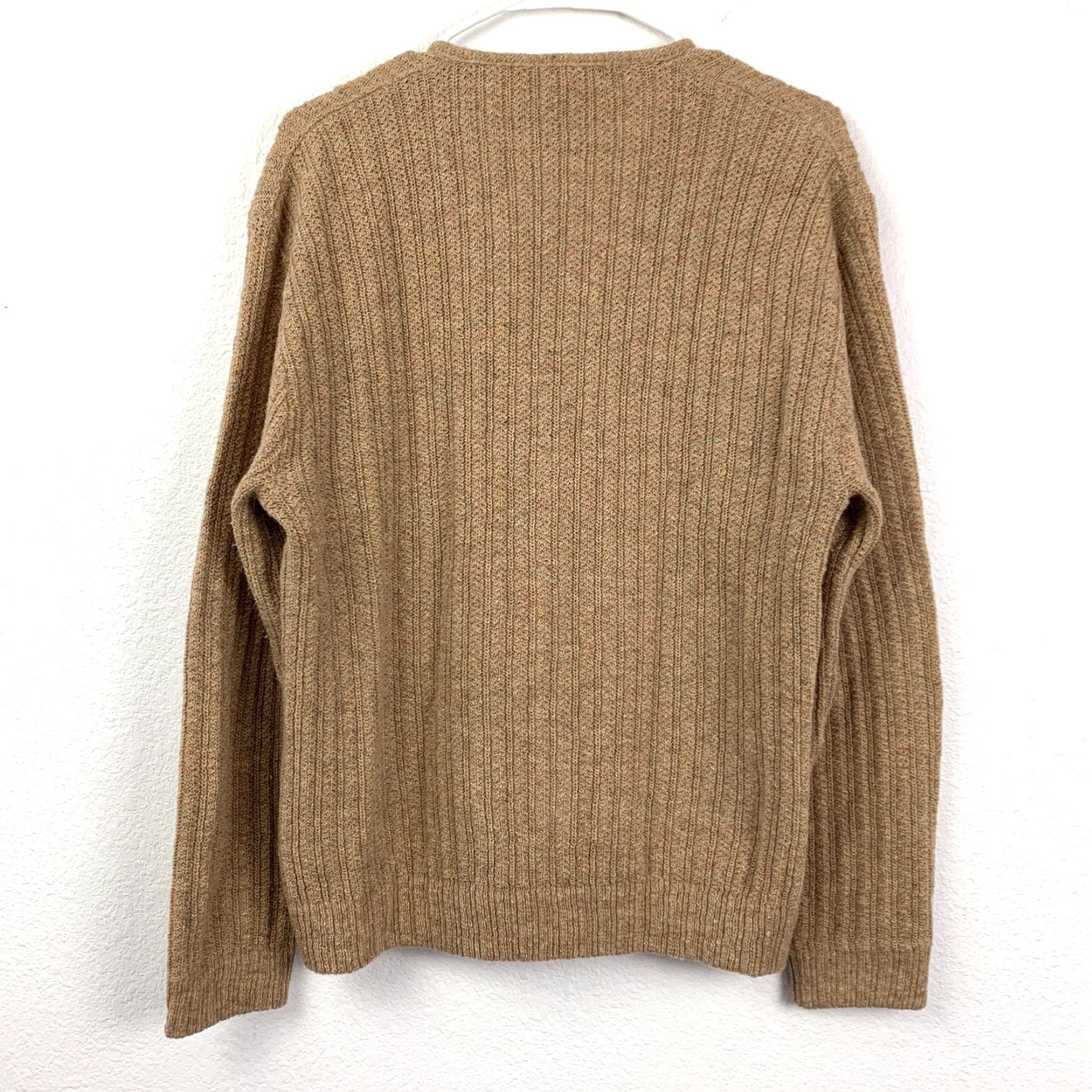 Vintage VINTAGE Puritan Sweater Adult Large Tan Brown Heathered Ribbed V-Neck Cardigan 60s Mens Size US L / EU 52-54 / 3 - 6 Thumbnail