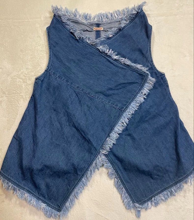Kapital Frayed Indigo Denim Cotton Vest Size US S / EU 44-46 / 1 - 1 Thumbnail