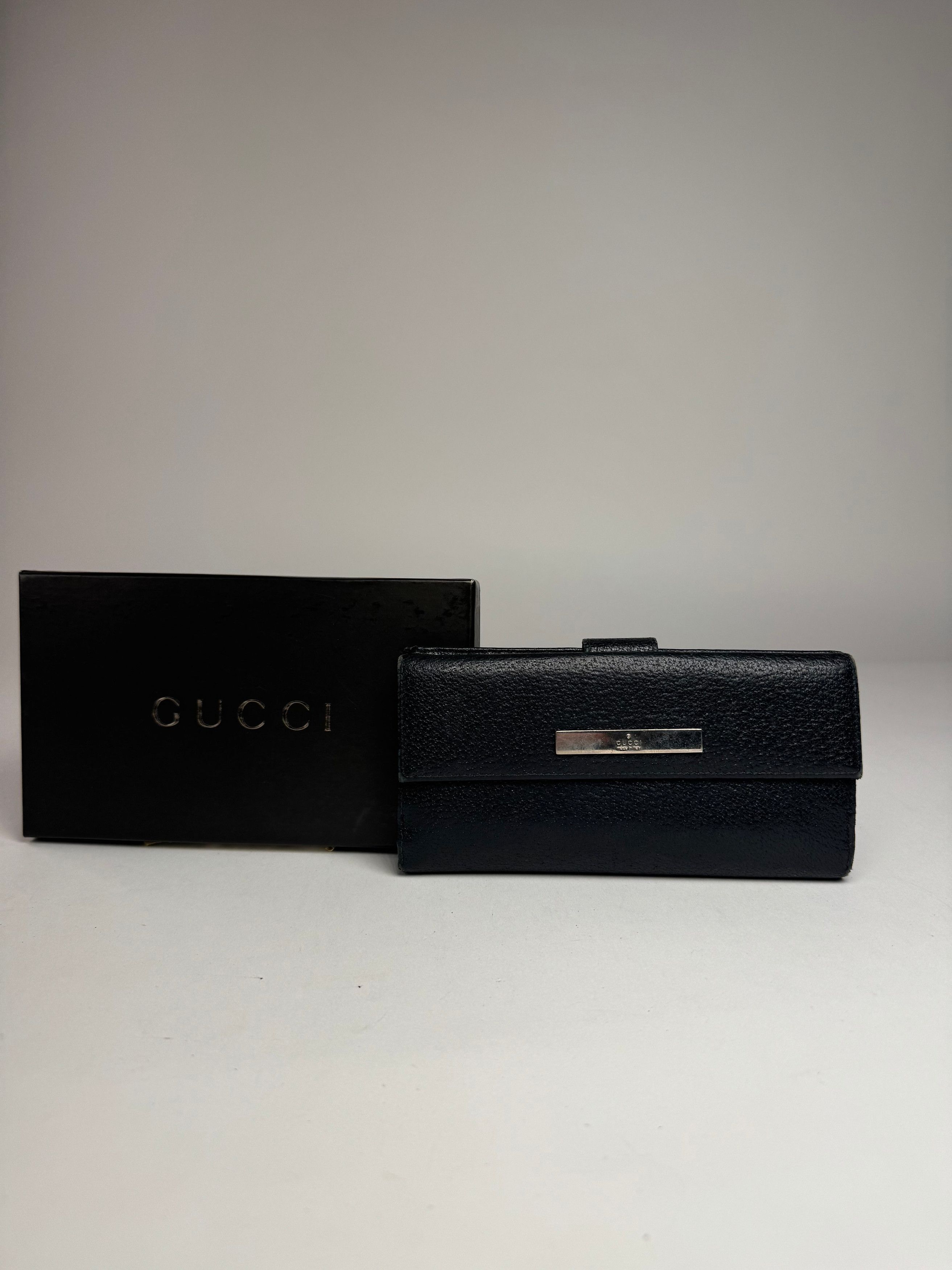 Gucci Vintage Leather Long Wallet Black Size ONE SIZE - 1 Thumbnail