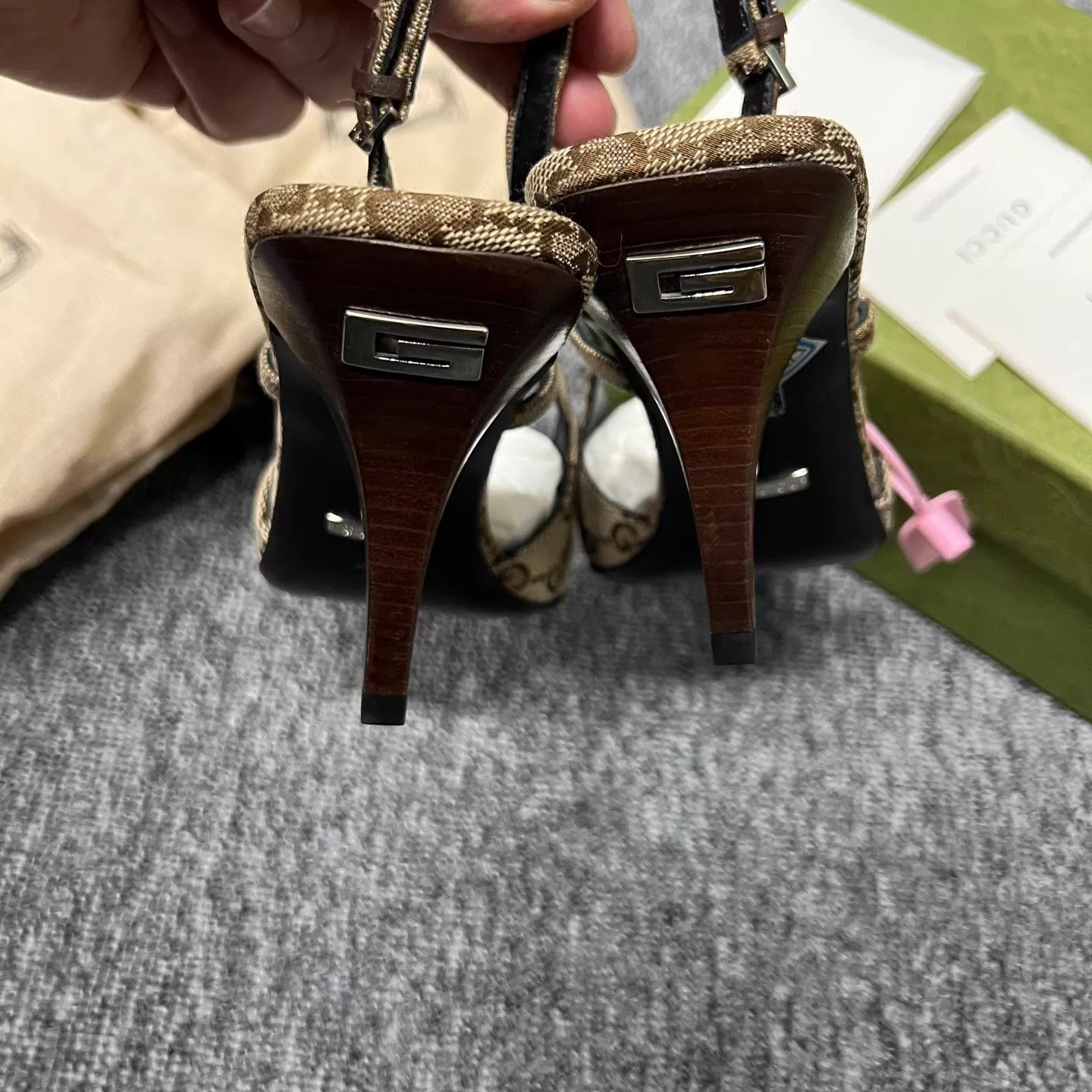 Gucci Gucci GG Monogram Square Toe Kitten 37 EU (Worn Once) Size US 6.5 / IT 36.5 - 4 Thumbnail