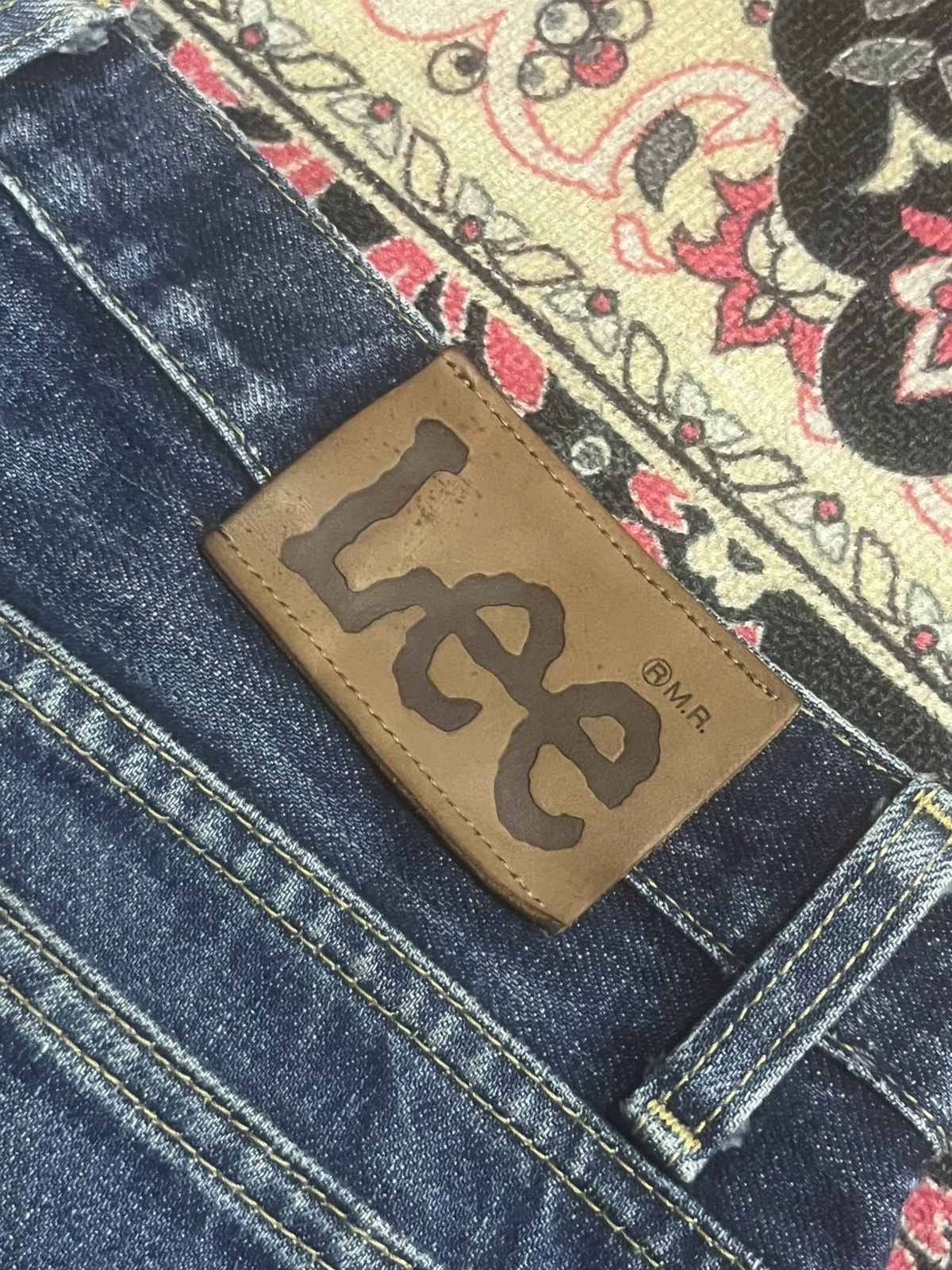 Lee Vintage Lee Riders Sanforized Faded Blue Ripped Flare Jeans Size US 31 - 9 Thumbnail