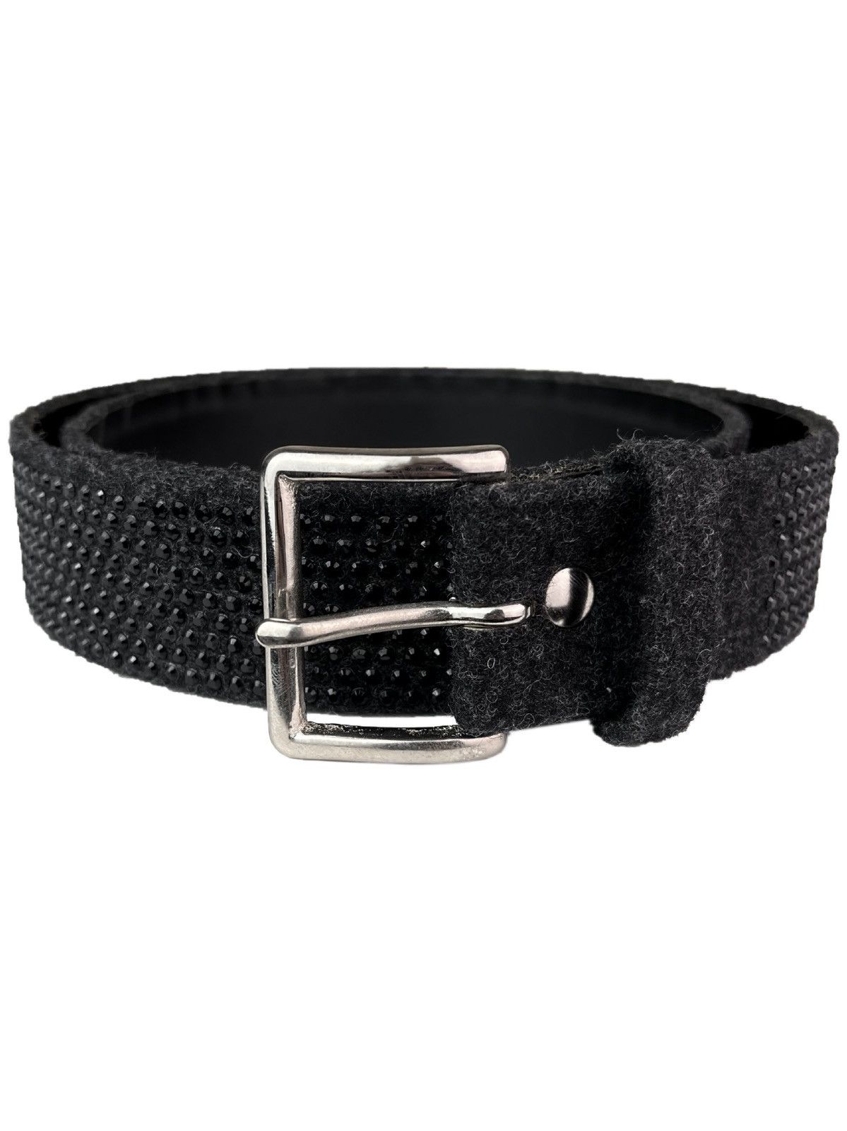 image of Undercover Archive Studded Leather Felt Belt in Grey, Men's